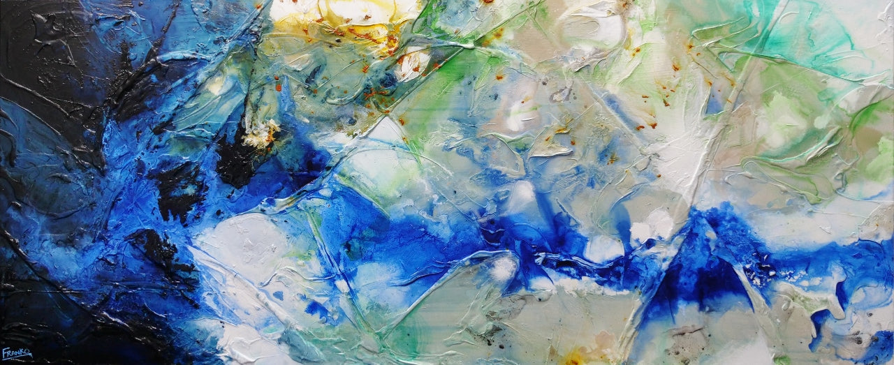 Raw Nature 240cm x 100cm Blue Grey Green Textured Abstract Painting (SOLD)-Abstract-[Franko ]-[Gallery]-[popular]-[Australia]-Franklin Art Studio