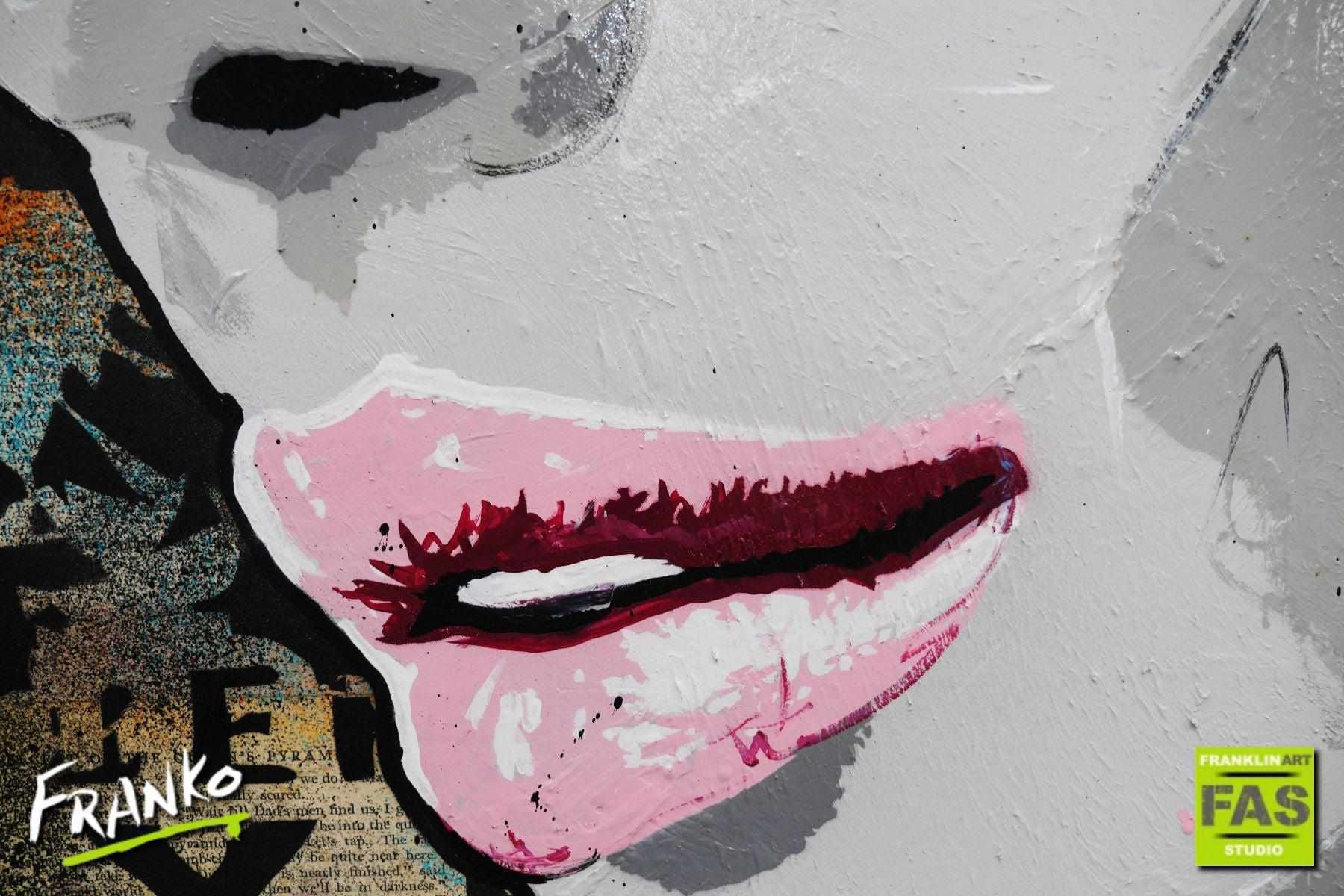 Raw Urban 140cm x 100cm Beautiful Woman Vintage Book Pop art Painting (SOLD)-Abstract-[Franko]-[Artist]-[Australia]-[Painting]-Franklin Art Studio