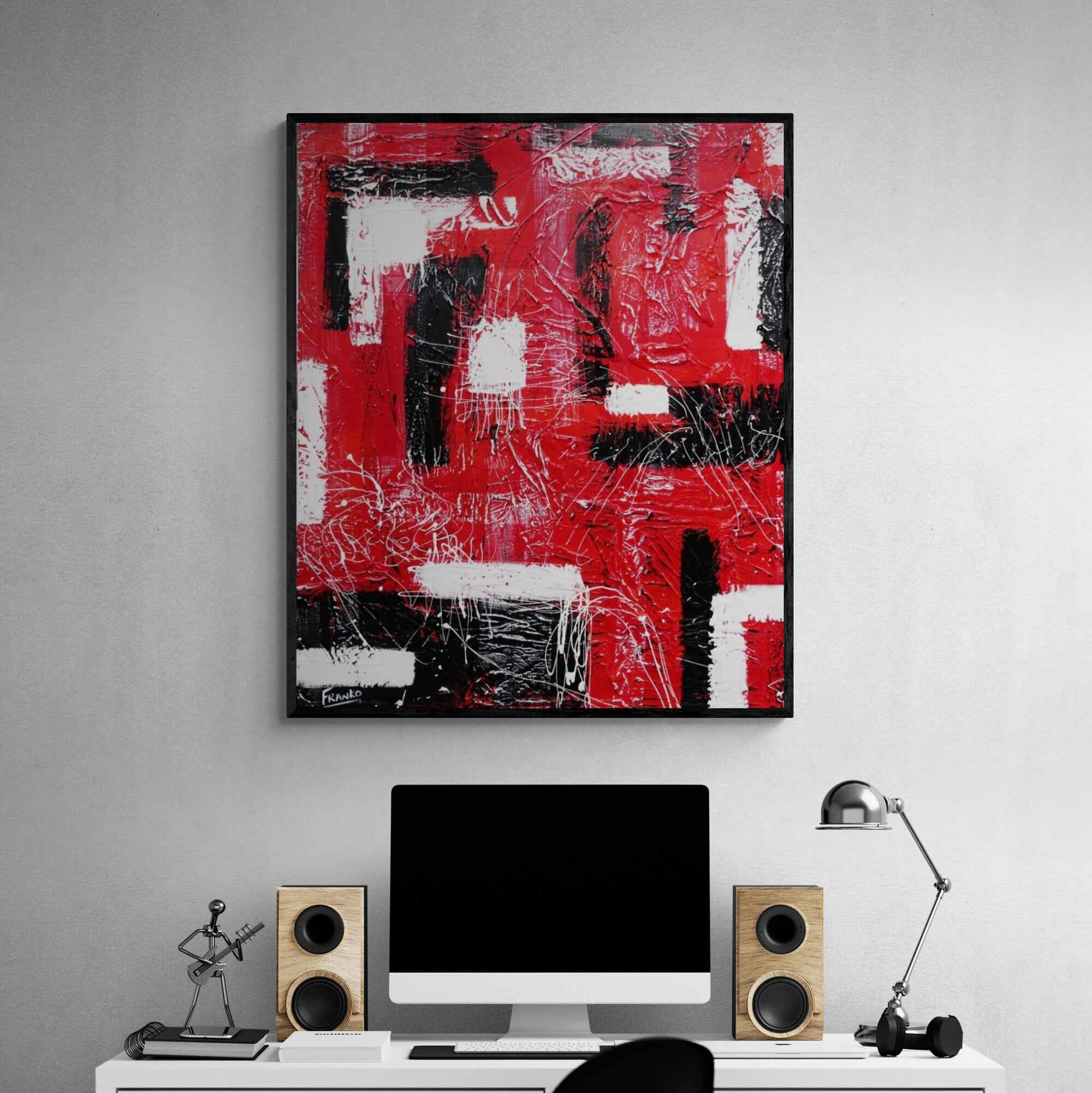 Red Black 120cm x 100cm Black Red Abstract Painting-abstract-Franko-[franko_art]-[beautiful_Art]-[The_Block]-Franklin Art Studio