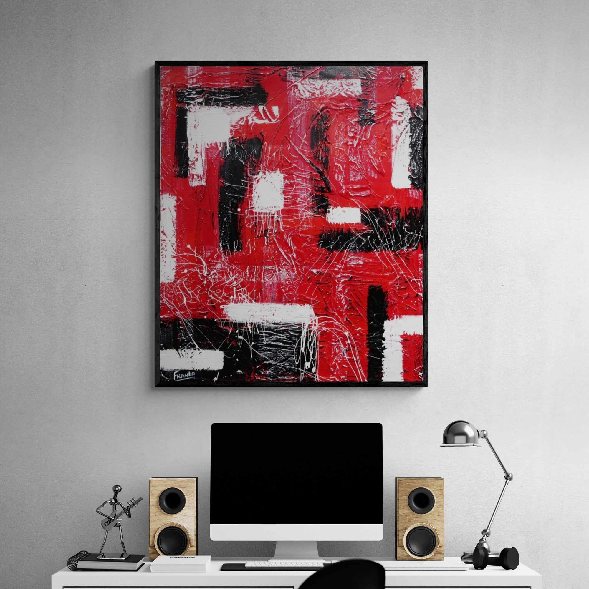 Red Black 120cm x 100cm Black Red Abstract Painting (SOLD)-abstract-[Franko Artist]-[Cheryl]-[Wendy]-[Gabriela]-Franklin Art Studio
