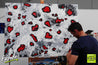 Red Black White 140cm x 100cm Red Black White Abstract large Painting (SOLD)-abstract-Franko-[franko_artist]-[Art]-[interior_design]-Franklin Art Studio