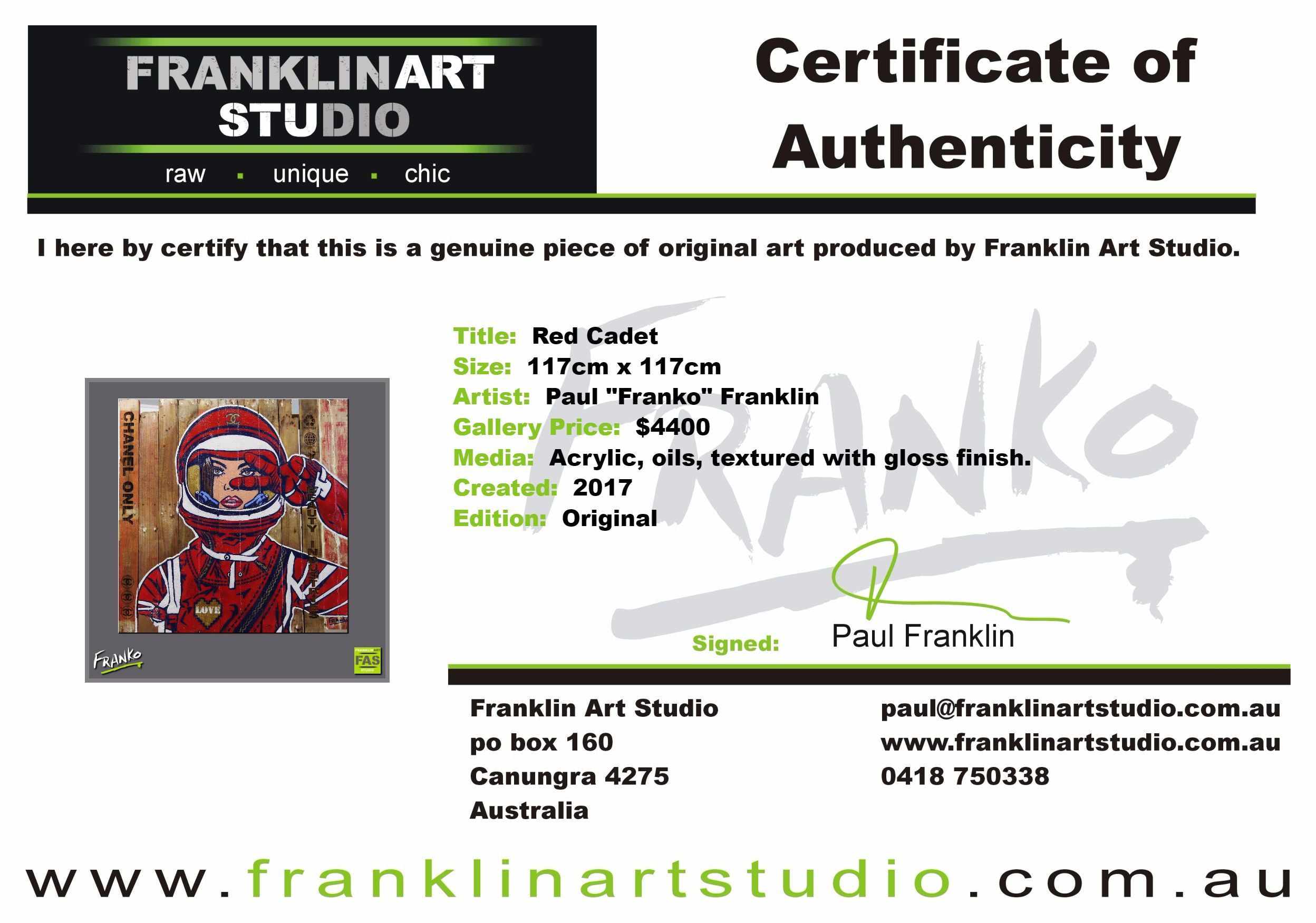 Red Cadet 117cm x 117cm Space Cadet #INDUSTRIAL STYLING ON A RECYCLED PALLET Pop Art Painting (SOLD)-urban pop-Franko-[franko_art]-[beautiful_Art]-[The_Block]-Franklin Art Studio