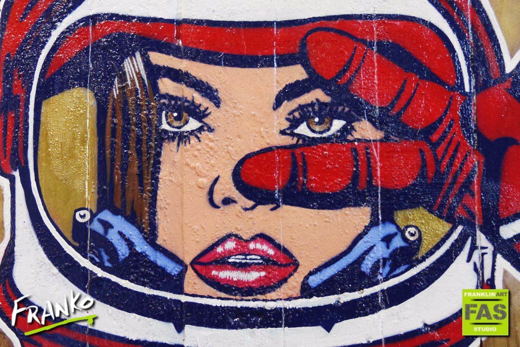 Red Cadet 117cm x 117cm Space Cadet #INDUSTRIAL STYLING ON A RECYCLED PALLET Pop Art Painting (SOLD)-urban pop-[Franko]-[Artist]-[Australia]-[Painting]-Franklin Art Studio