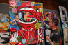 Red Cadet Romances 120cm x 150cm Space Cadet Textured Urban Pop Art Painting (SOLD)-Urban Pop Art-[Franko Artist]-[Gold Coast]-[Brisbane]-[Huge]-Franklin Art Studio