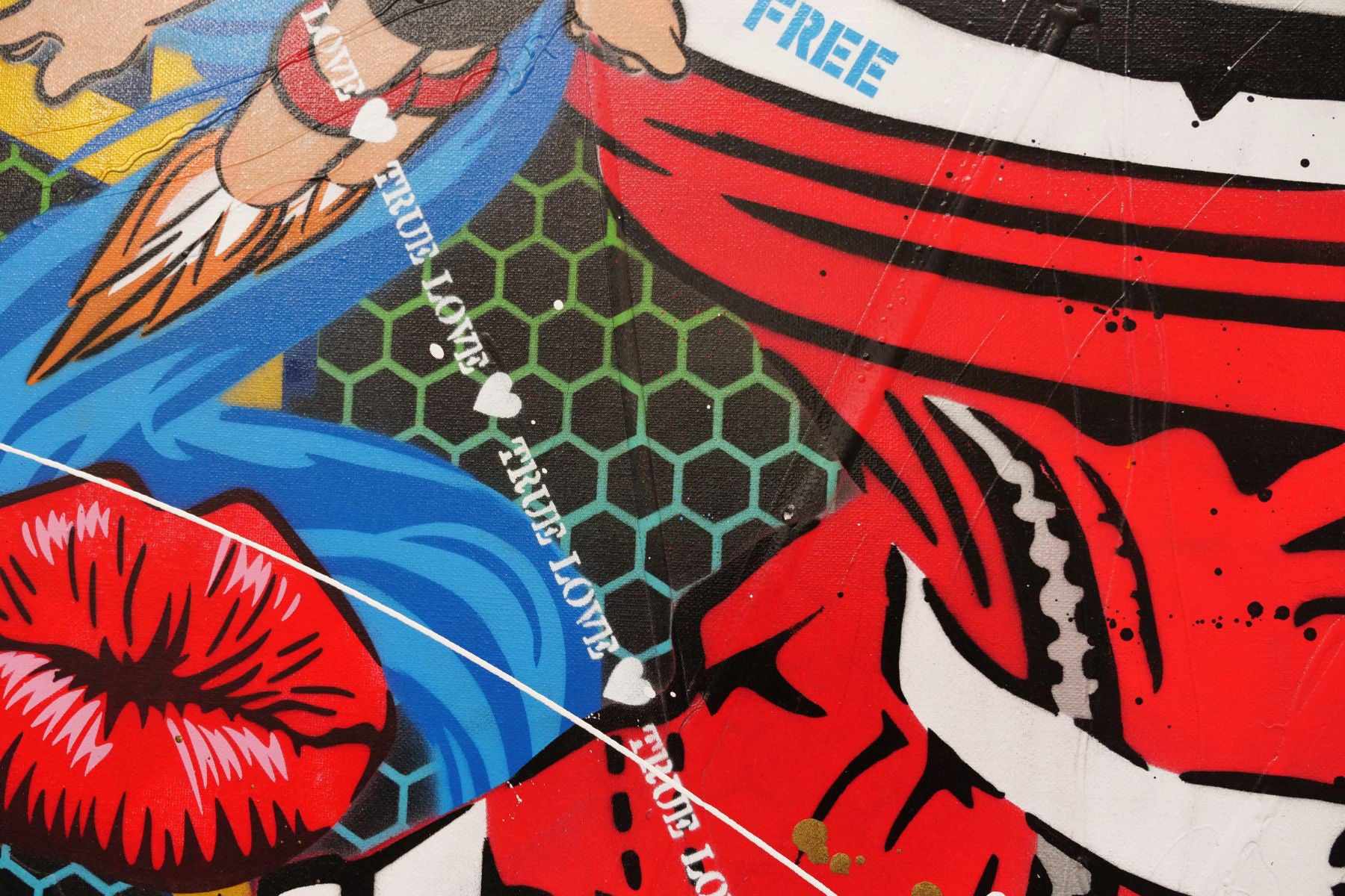 Red Cadet Romances 120cm x 150cm Space Cadet Textured Urban Pop Art Painting (SOLD)