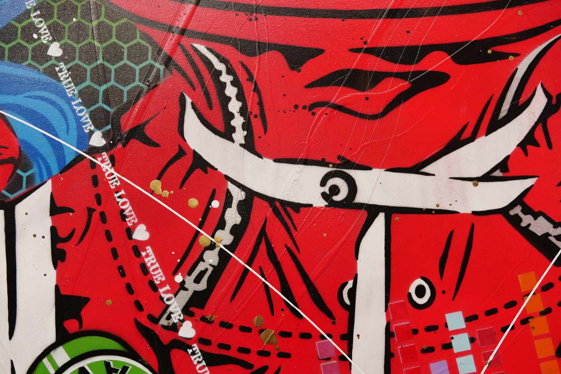 Red Cadet Romances 120cm x 150cm Space Cadet Textured Urban Pop Art Painting (SOLD)-Urban Pop Art-[Franko]-[Artist]-[Australia]-[Painting]-Franklin Art Studio