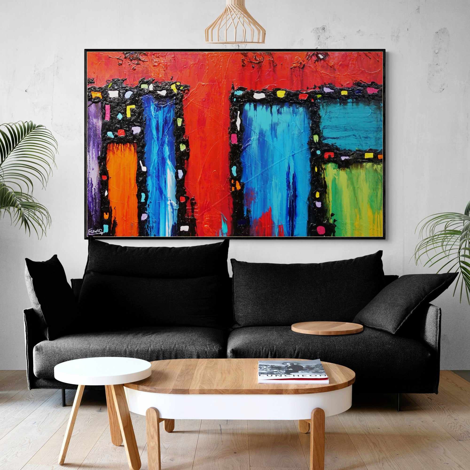 Red Circus 160cm x 100cm Colourful Textured Abstract Painting-Abstract-Franko-[Franko]-[huge_art]-[Australia]-Franklin Art Studio