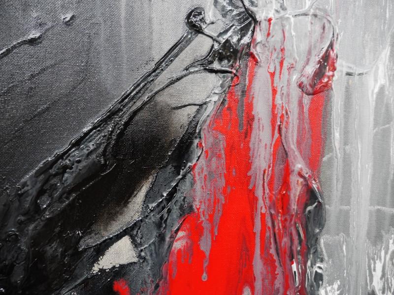 Red Elegance 120cm x 100cm Black and red Abstract Painting (SOLD)