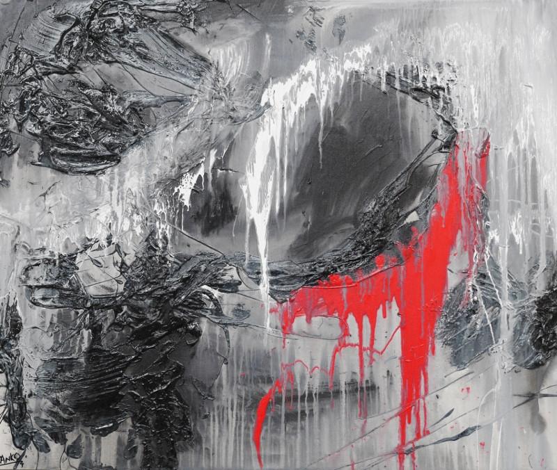 Red Elegance 120cm x 100cm Black and red Abstract Painting (SOLD)-abstract-[Franko]-[Australian Artist]-[Large]-[Popular]-Franklin Art Studio