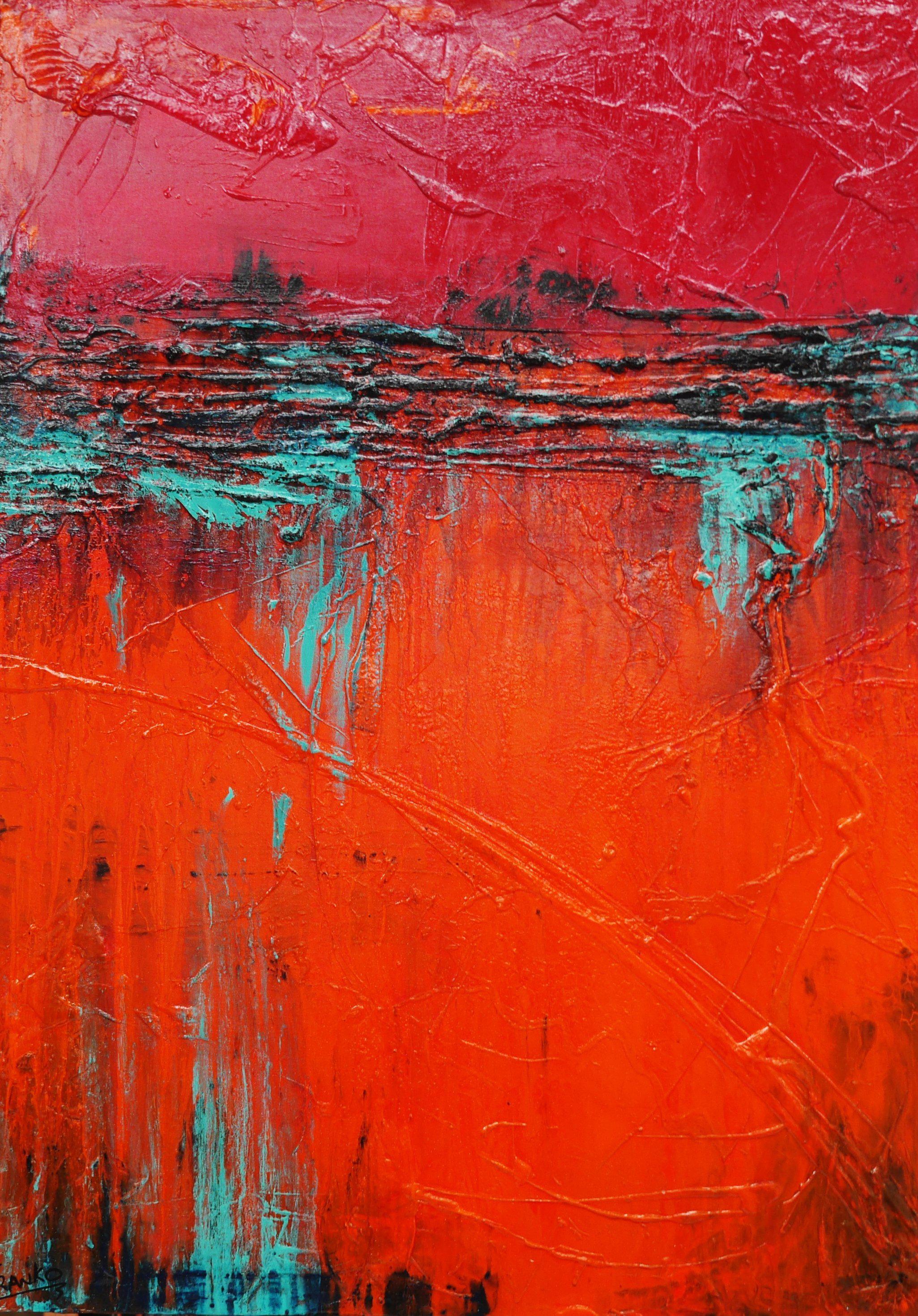 Red Jack Orange Bling 140cm x 100cm Red Orange Abstract Painting (SOLD)-abstract-Franko-[Franko]-[Australia_Art]-[Art_Lovers_Australia]-Franklin Art Studio