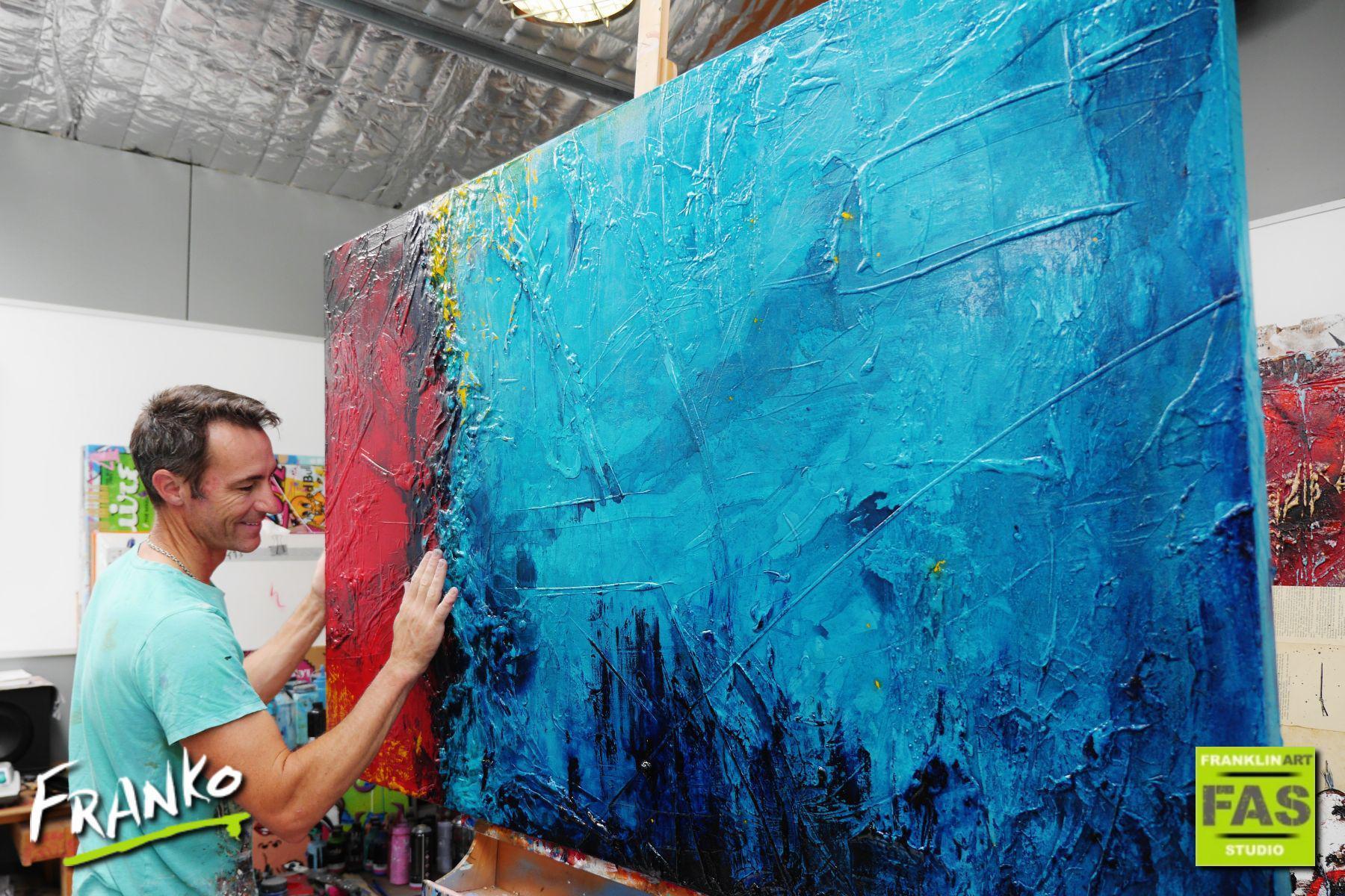 Red Oxygen 160cm x 100cm Blue Red Abstract Painting (SOLD)-Abstract-[Franko Artist]-[Gold Coast]-[Brisbane]-[Huge]-Franklin Art Studio