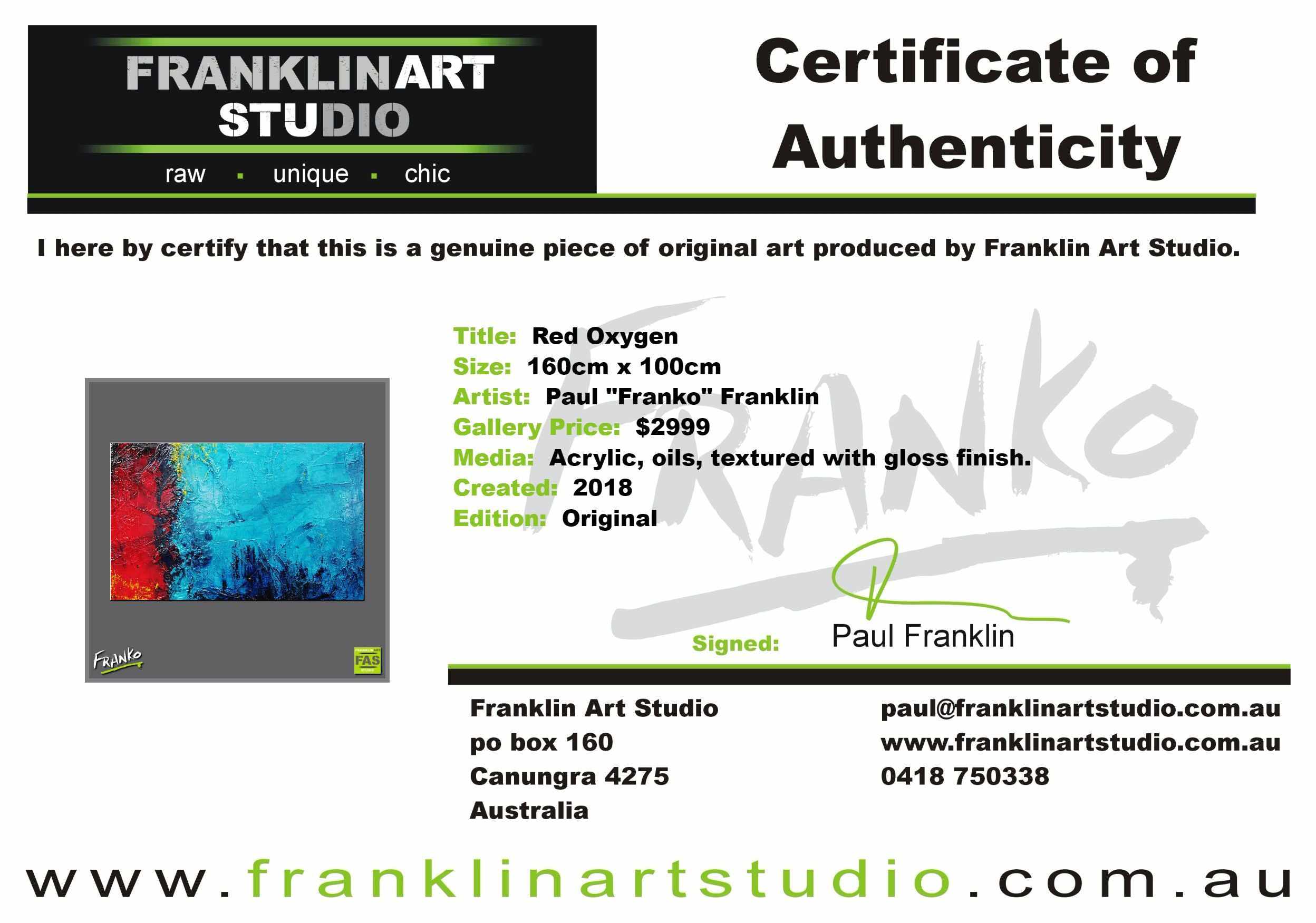 Red Oxygen 160cm x 100cm Blue Red Abstract Painting (SOLD)-Abstract-[Franko Artist]-[Cheryl]-[Wendy]-[Gabriela]-Franklin Art Studio