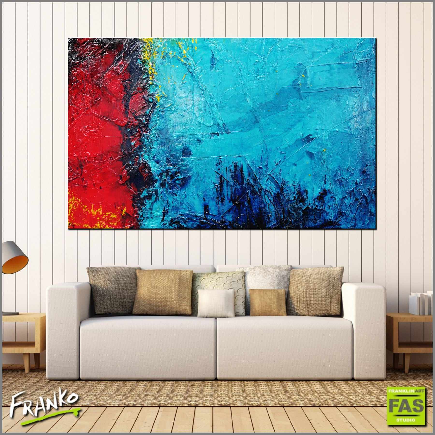 Red Oxygen 160cm x 100cm Blue Red Abstract Painting (SOLD)-Abstract-Franko-[huge]-[Australian]-[best Selling]-Franklin Art Studio