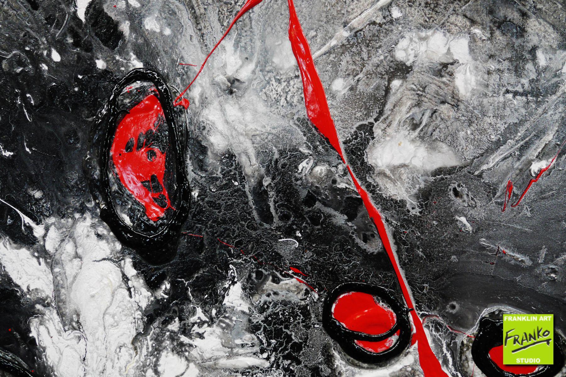 Red Pools 190cm x 100cm Grey Red Textured Abstract Painting (SOLD)-Abstract-[Franko]-[Artist]-[Australia]-[Painting]-Franklin Art Studio