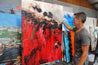 Red Sass 140cm x 100cm Red Cream Textured Abstract Painting (SOLD)-Abstract-Franko-[franko_artist]-[Art]-[interior_design]-Franklin Art Studio