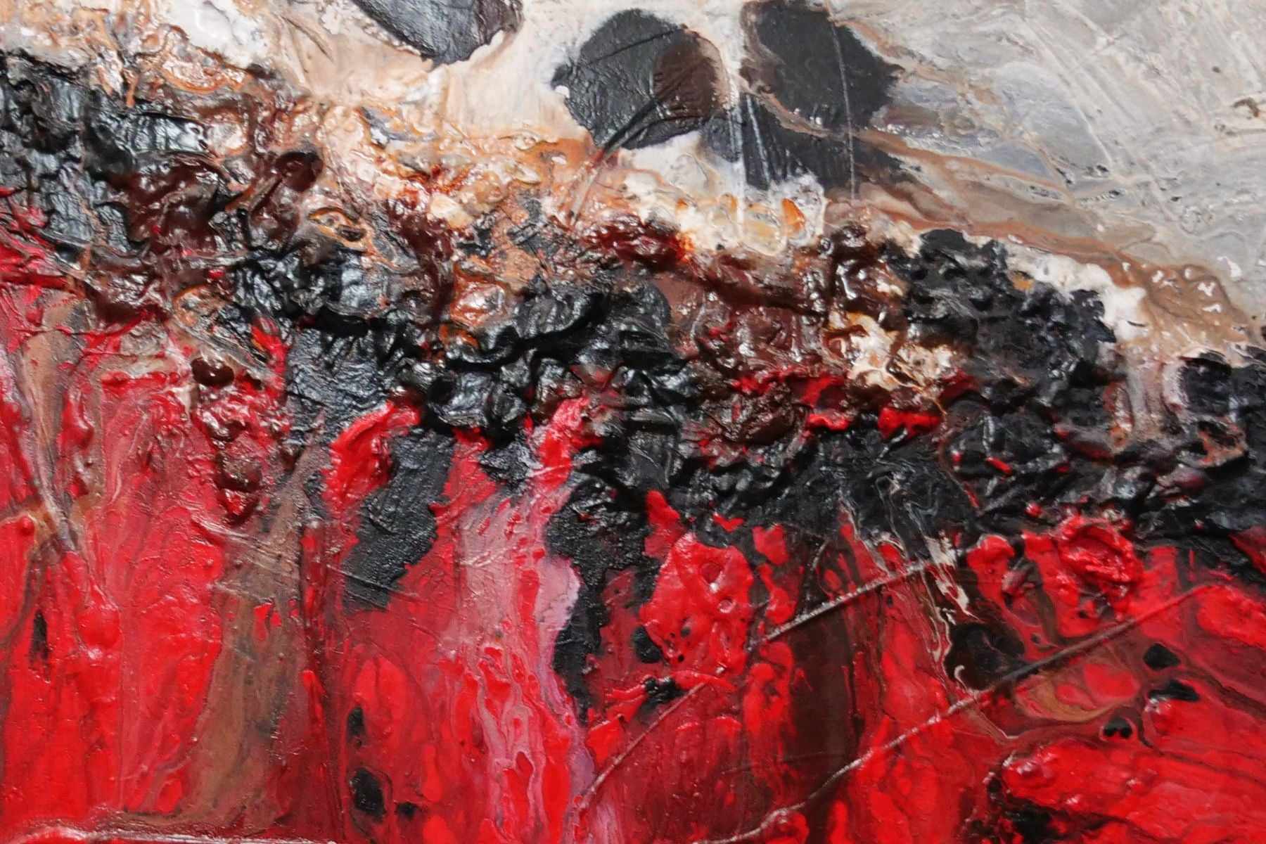 Red Sass 140cm x 100cm Red Cream Textured Abstract Painting (SOLD)