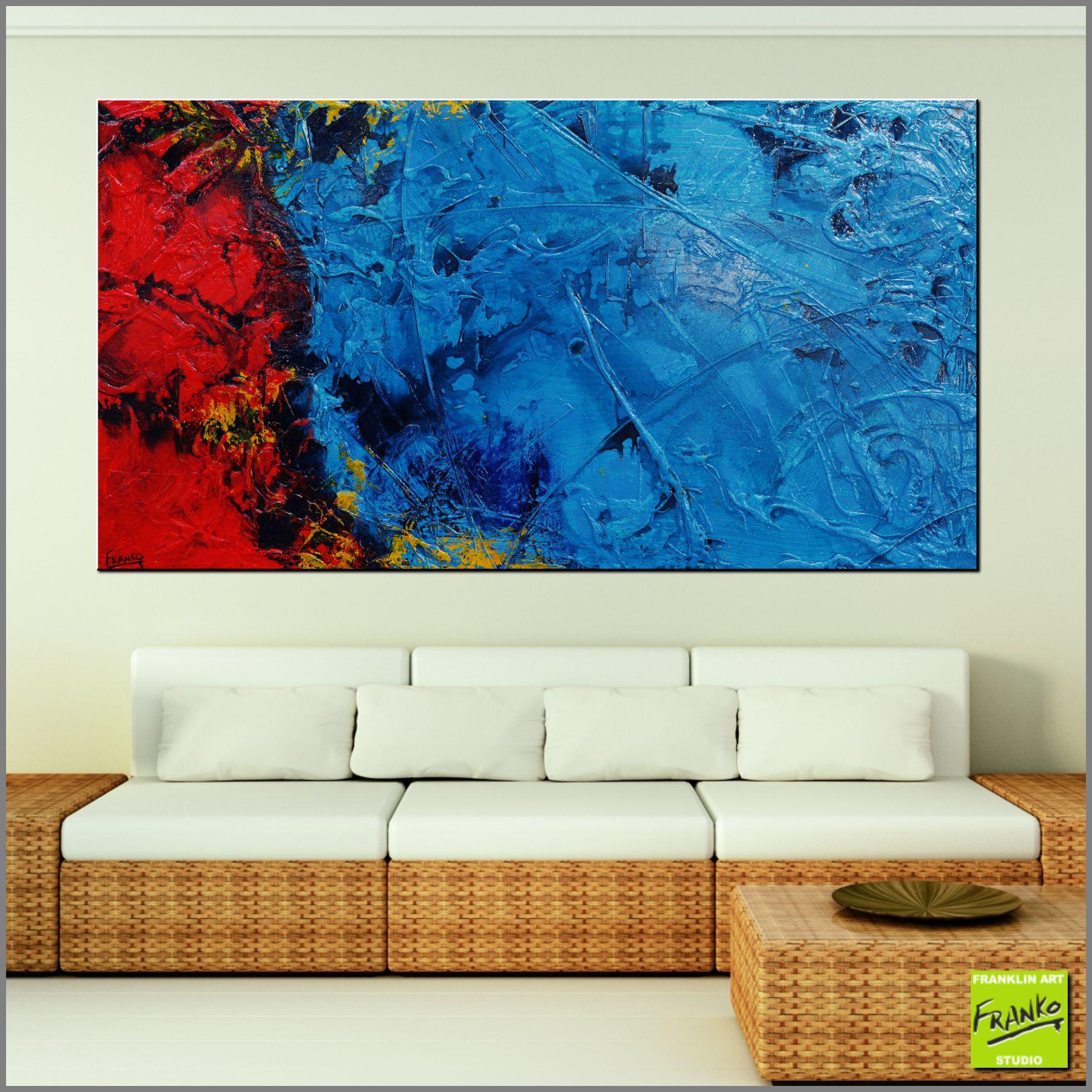 Red & Teal Ice 190cm x 100cm Blue Red Textured Abstract Painting (SOLD)-Abstract-Franko-[Franko]-[huge_art]-[Australia]-Franklin Art Studio