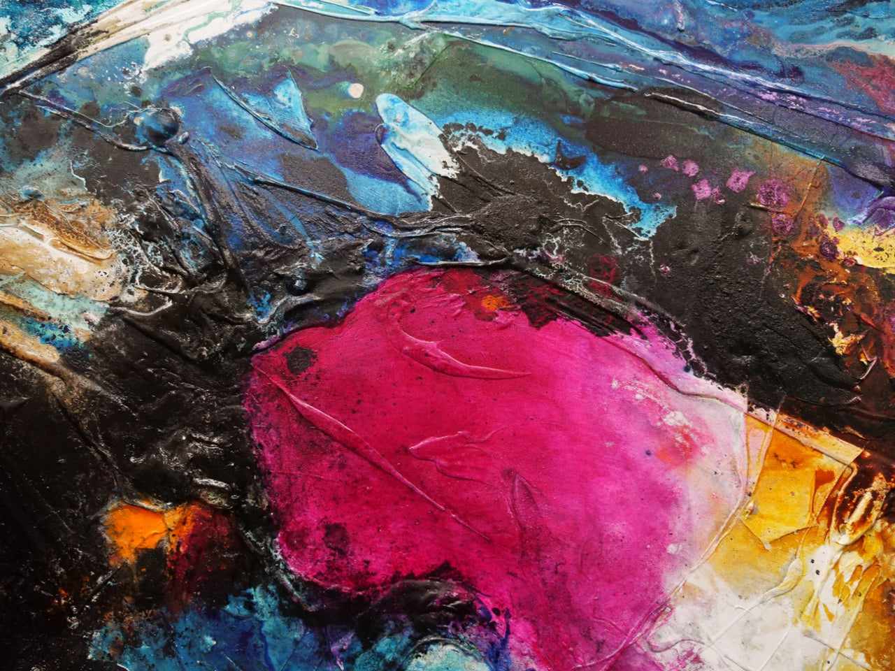 Red Violet Rush 160cm x 100cm Violet Magenta Black Textured Abstract Painting (SOLD)
