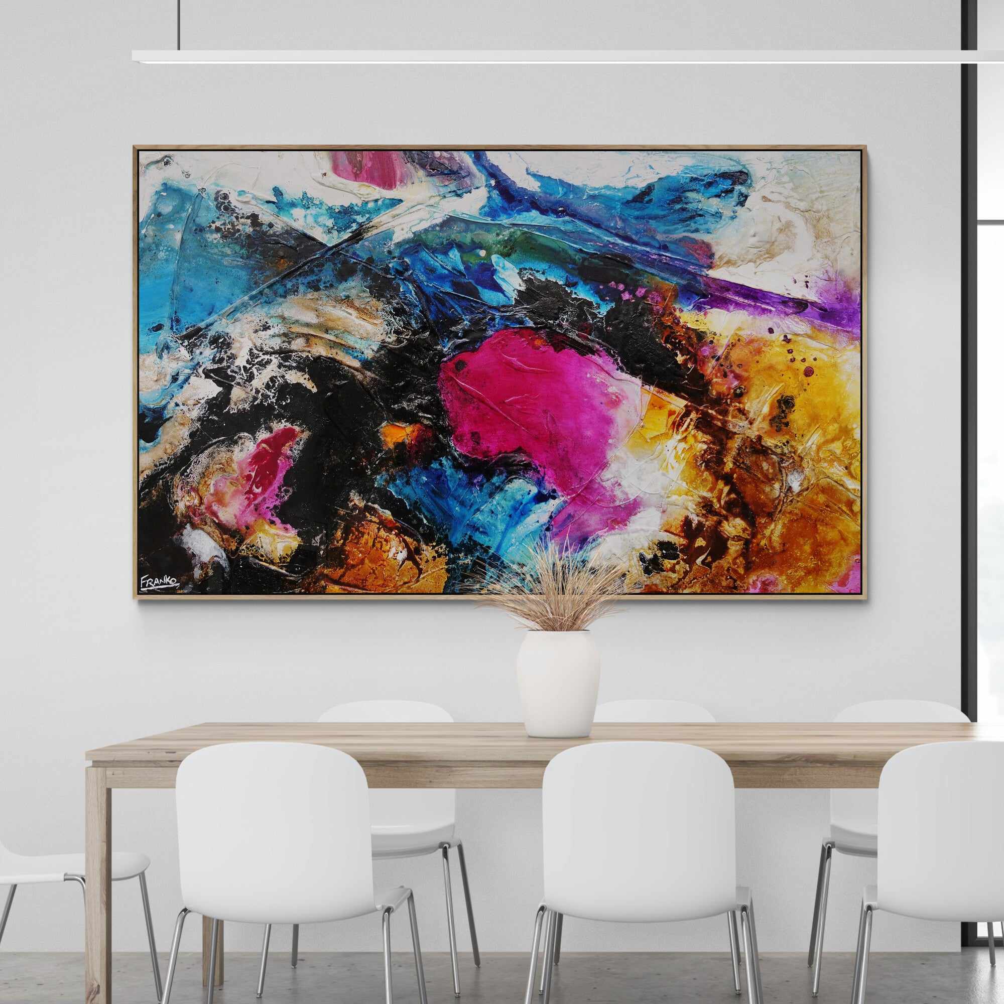 Red Violet Rush 160cm x 100cm Violet Magenta Black Textured Abstract Painting (SOLD)-Abstract-Franko-[huge]-[Australian]-[best Selling]-Franklin Art Studio