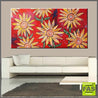 Red With Passion and Flowers 190cm x 100cm Sun Flowers Red Painting (SOLD)-people-Franko-[Franko]-[huge_art]-[Australia]-Franklin Art Studio