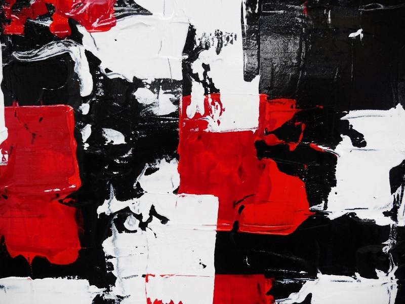 Red and black geometry 120cm x 120cm Red Black Abstract Painting (SOLD)