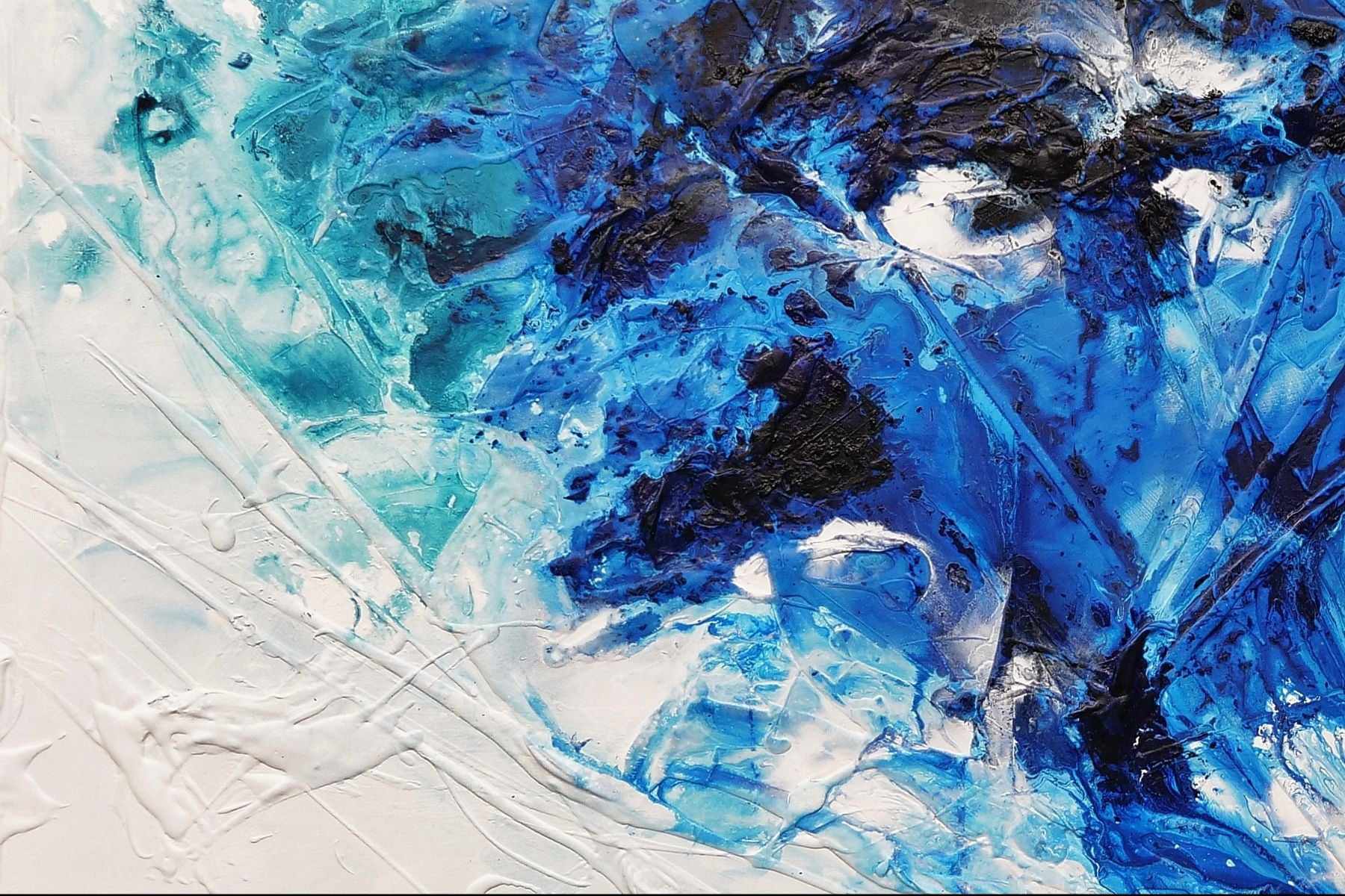 Reef Fracture 270cm x 120cm Blue Teal White Textured Abstract Painting (SOLD)