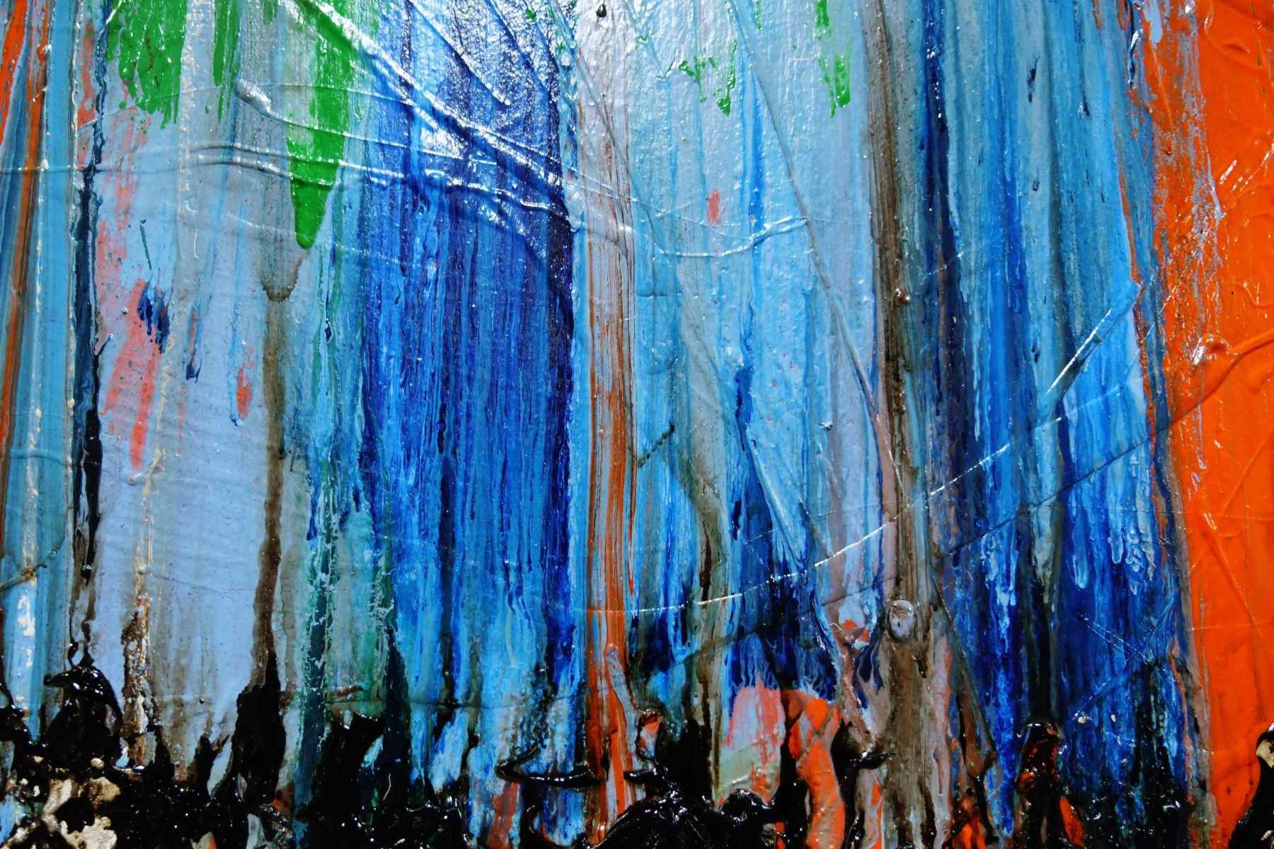 Reflections 240cm x 100cm Orange Blue Textured Abstract Painting (SOLD)