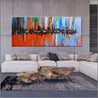 Reflections 240cm x 100cm Orange Blue Textured Abstract Painting (SOLD)-Abstract-Franko-[Franko]-[huge_art]-[Australia]-Franklin Art Studio