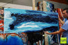 Required Blue 160cm x 60cm White Blue Textured Abstract Painting (SOLD)-Abstract-[Franko Artist]-[Gold Coast]-[Brisbane]-[Huge]-Franklin Art Studio