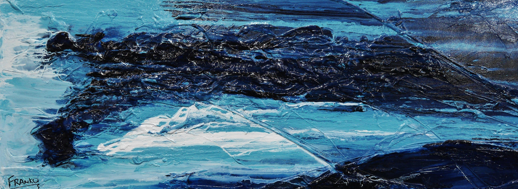 Required Blue 160cm x 60cm White Blue Textured Abstract Painting (SOLD)-Abstract-[Franko ]-[Gallery]-[popular]-[Australia]-Franklin Art Studio