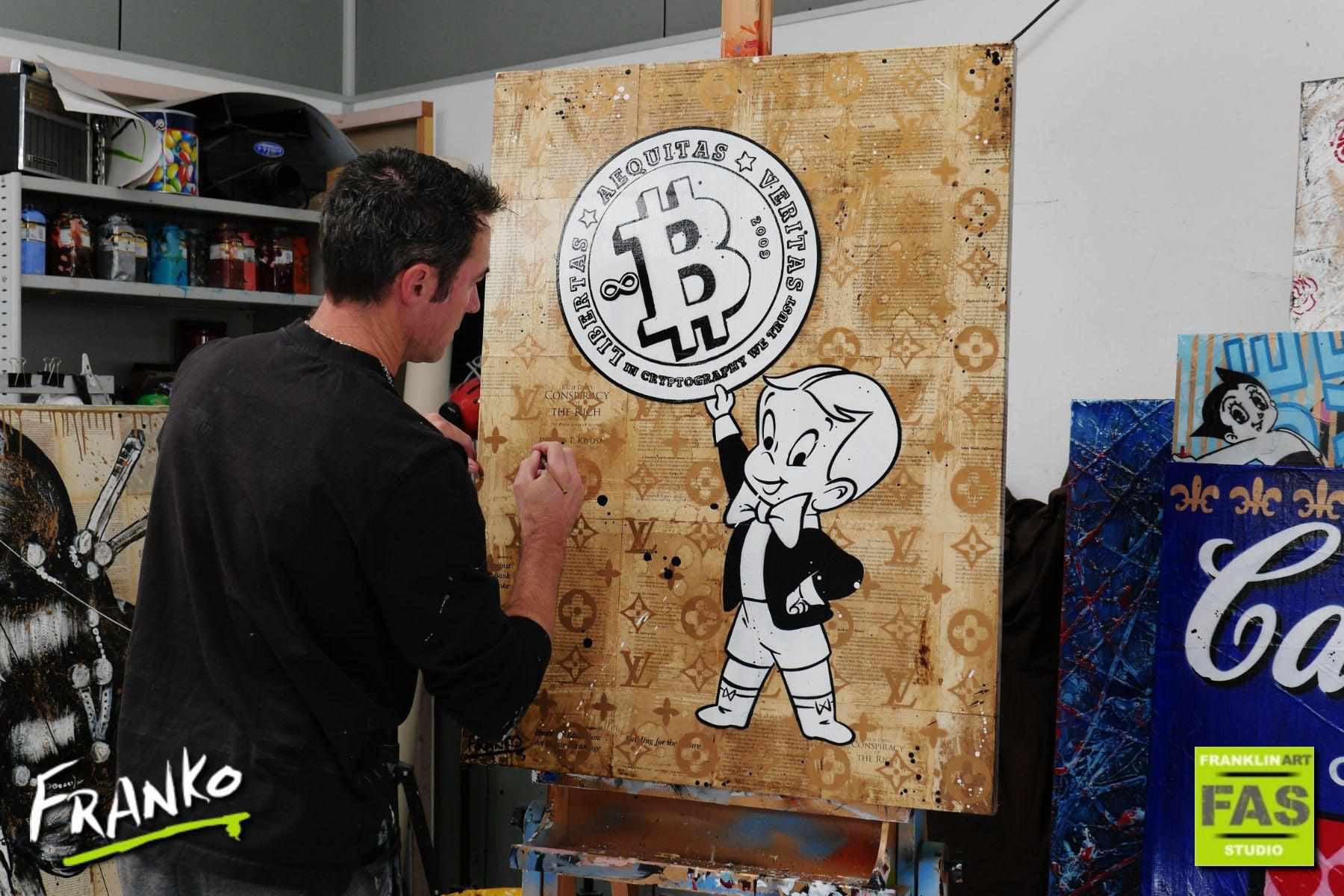 Richie V. 6 75cm x 100cm Richie Rich Bitcoin Vintage Book Pop art Painting (SOLD)-book club-[Franko Artist]-[Gold Coast]-[Brisbane]-[Huge]-Franklin Art Studio
