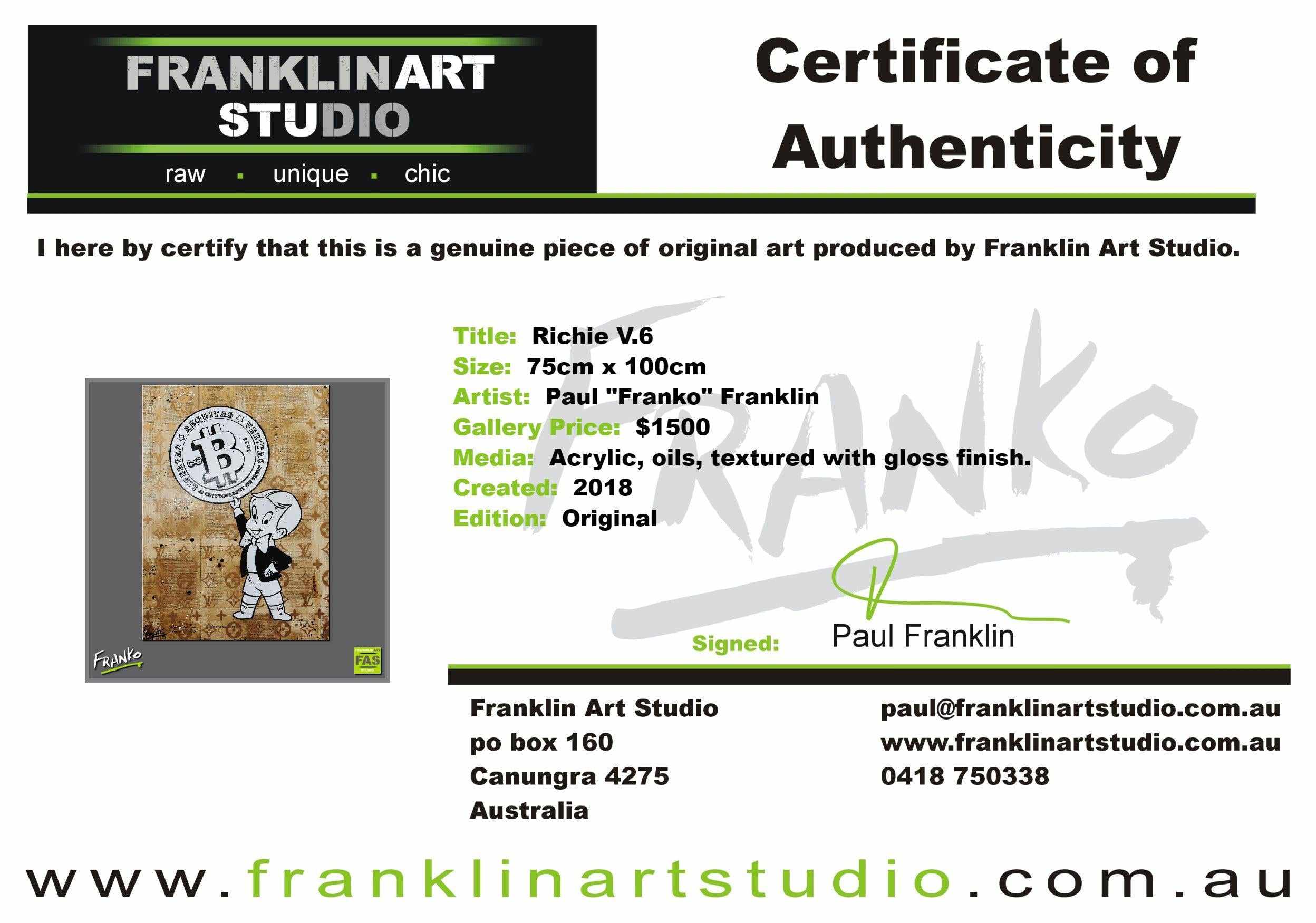 Richie V. 6 75cm x 100cm Richie Rich Bitcoin Vintage Book Pop art Painting (SOLD)-book club-[Franko Artist]-[Cheryl]-[Wendy]-[Gabriela]-Franklin Art Studio