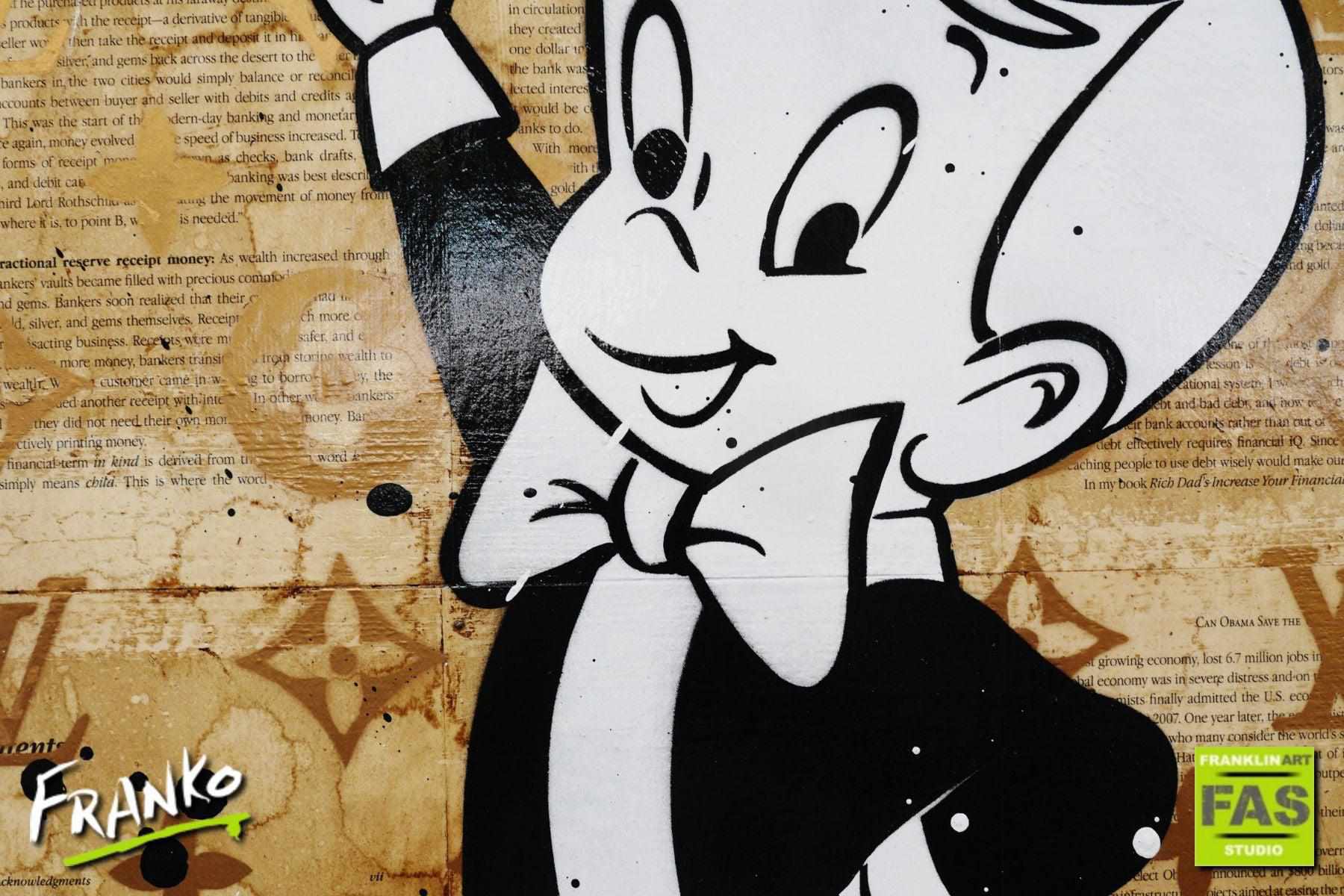 Richie V. 6 75cm x 100cm Richie Rich Bitcoin Vintage Book Pop art Painting (SOLD)