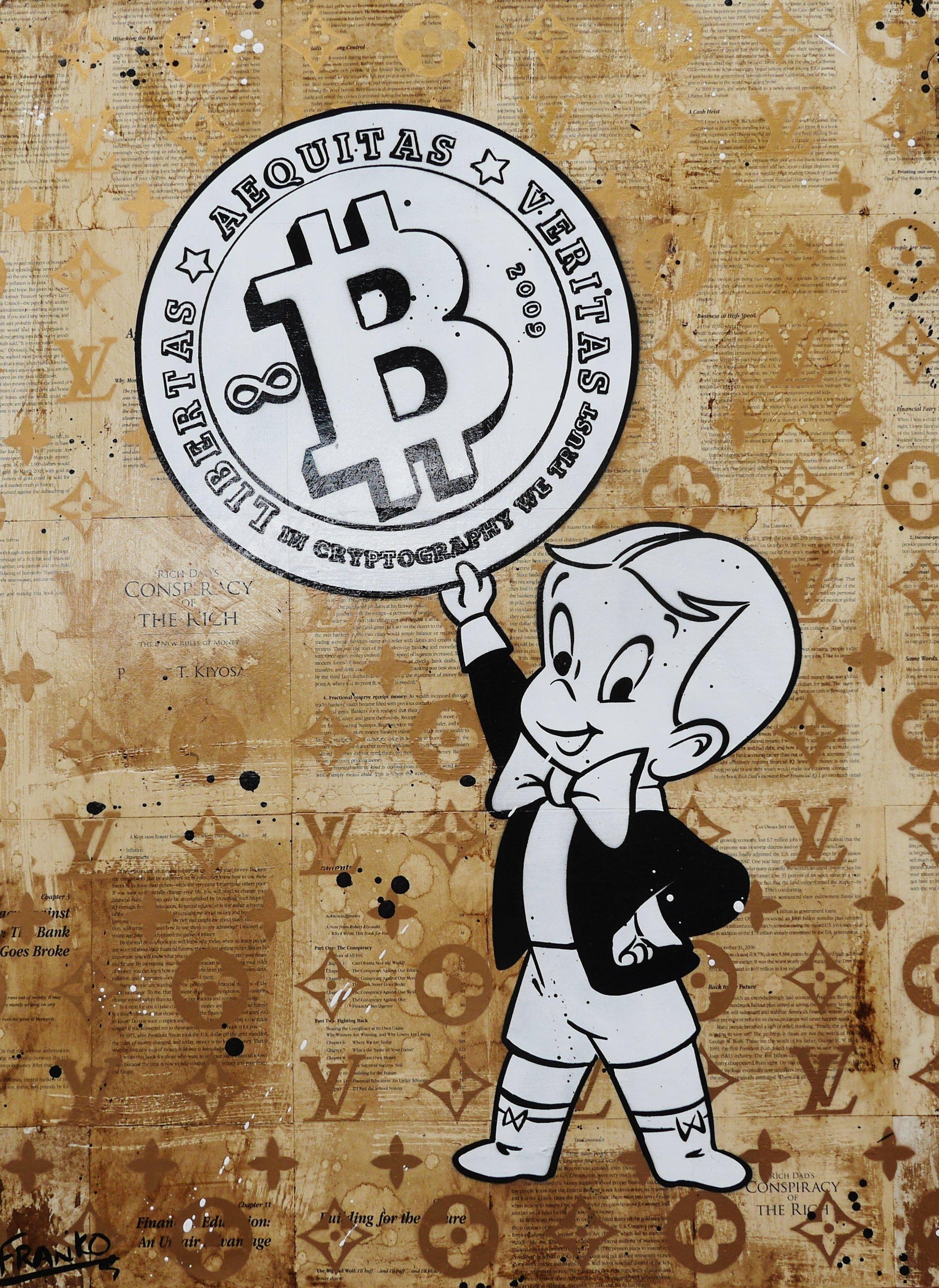 Richie V. 6 75cm x 100cm Richie Rich Bitcoin Vintage Book Pop art Painting (SOLD)-book club-[Franko ]-[Gallery]-[popular]-[Australia]-Franklin Art Studio