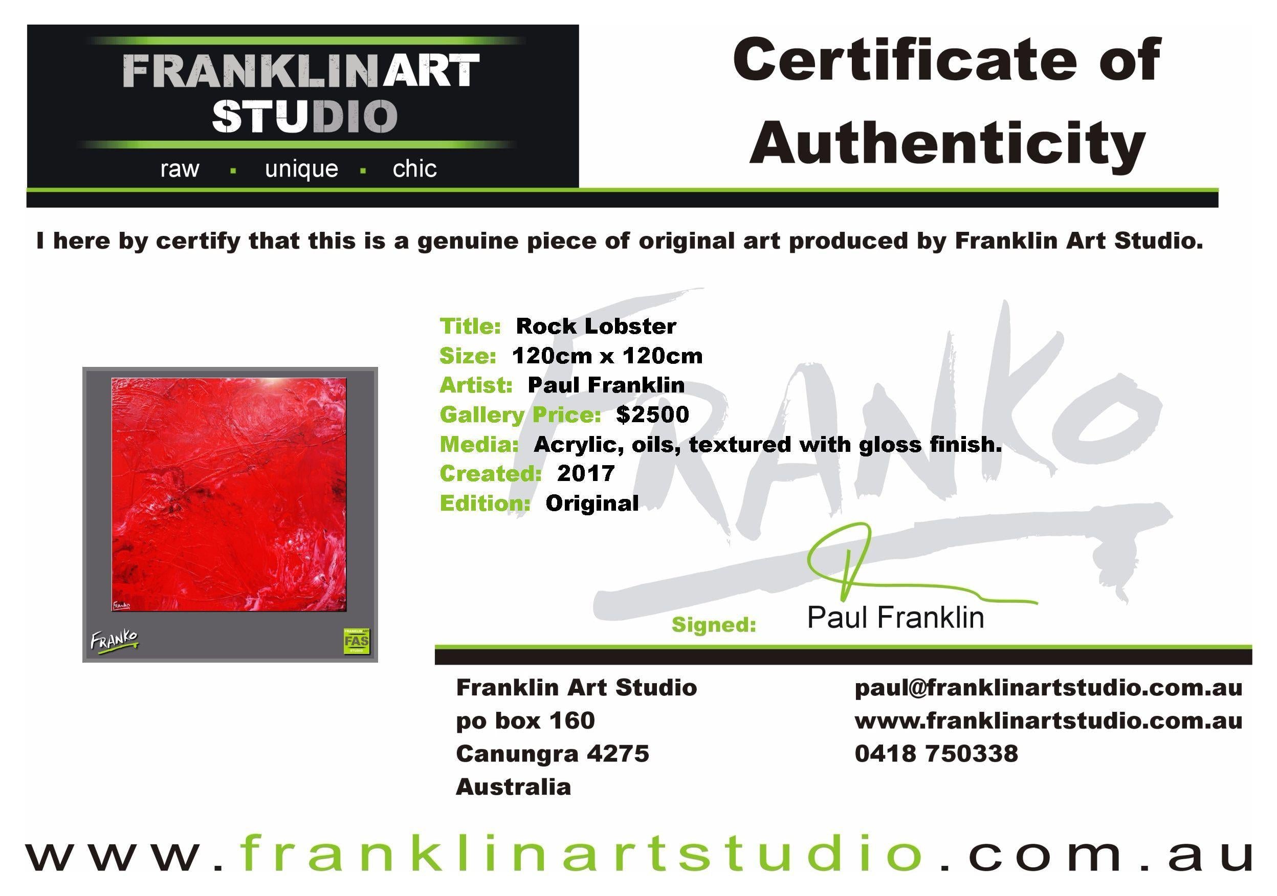 Rock Lobster 120cm x 120cm Red Abstract Painting (SOLD)-abstract-Franko-[franko_art]-[beautiful_Art]-[The_Block]-Franklin Art Studio