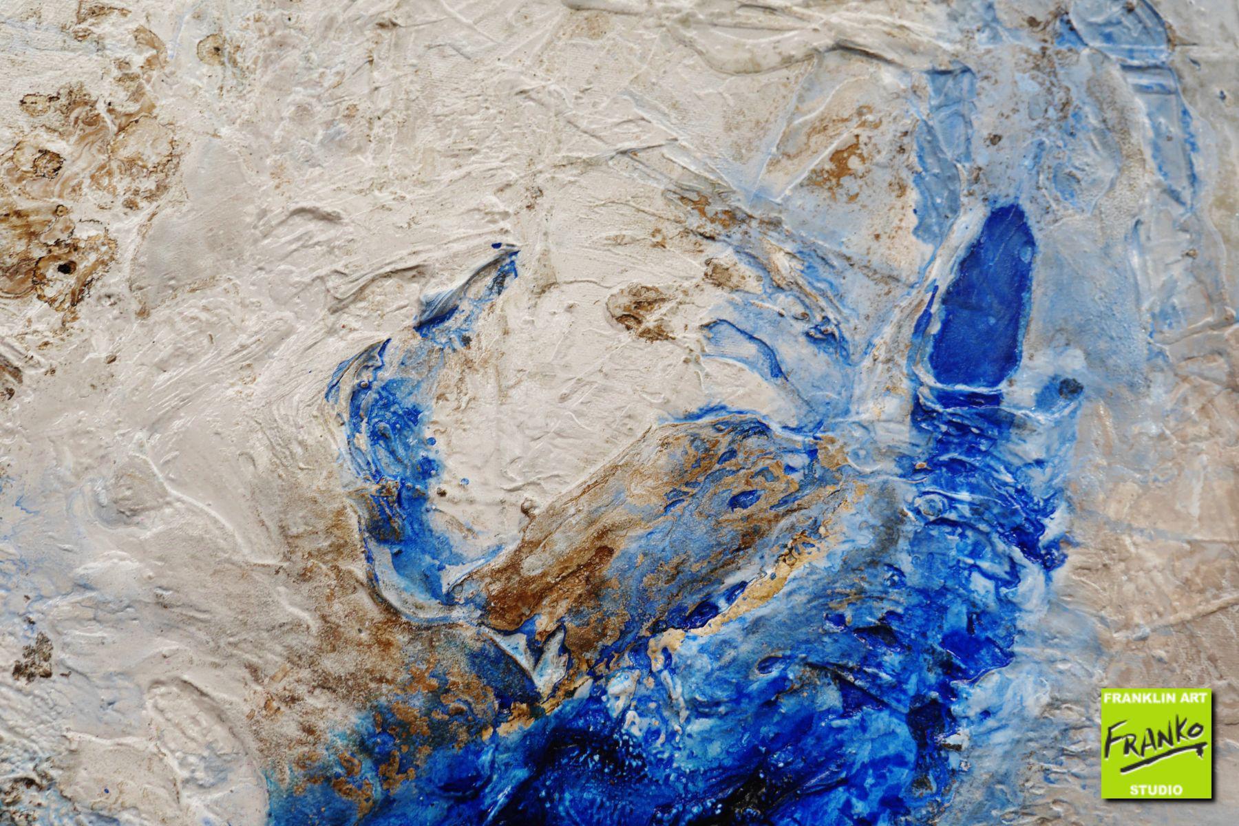 Rockin The Pools 120cm x 150cm White Blue Textured Abstract Painting (SOLD)