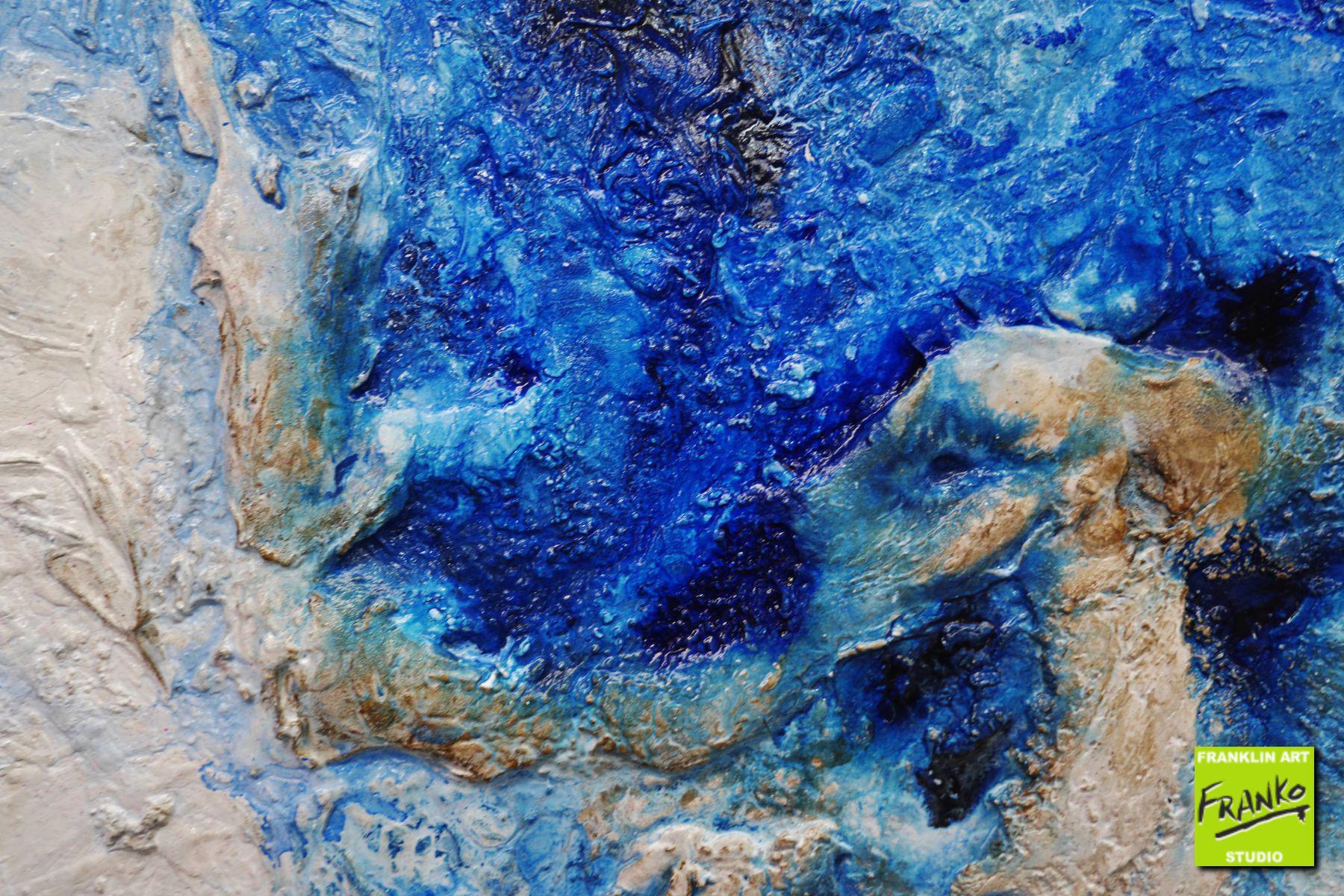 Rockin The Pools 120cm x 150cm White Blue Textured Abstract Painting (SOLD)