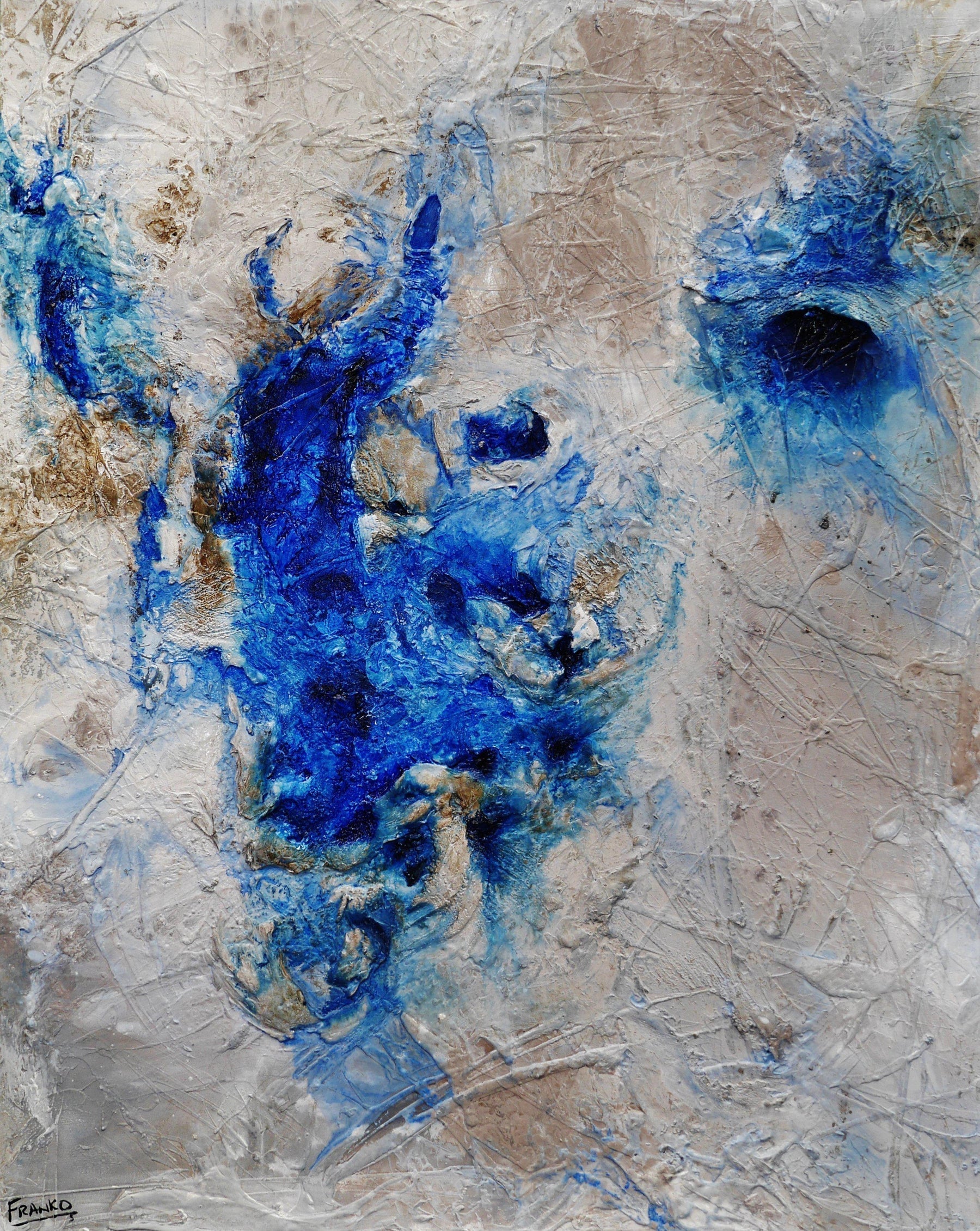 Rockin The Pools 120cm x 150cm White Blue Textured Abstract Painting (SOLD)-Abstract-[Franko ]-[Gallery]-[popular]-[Australia]-Franklin Art Studio