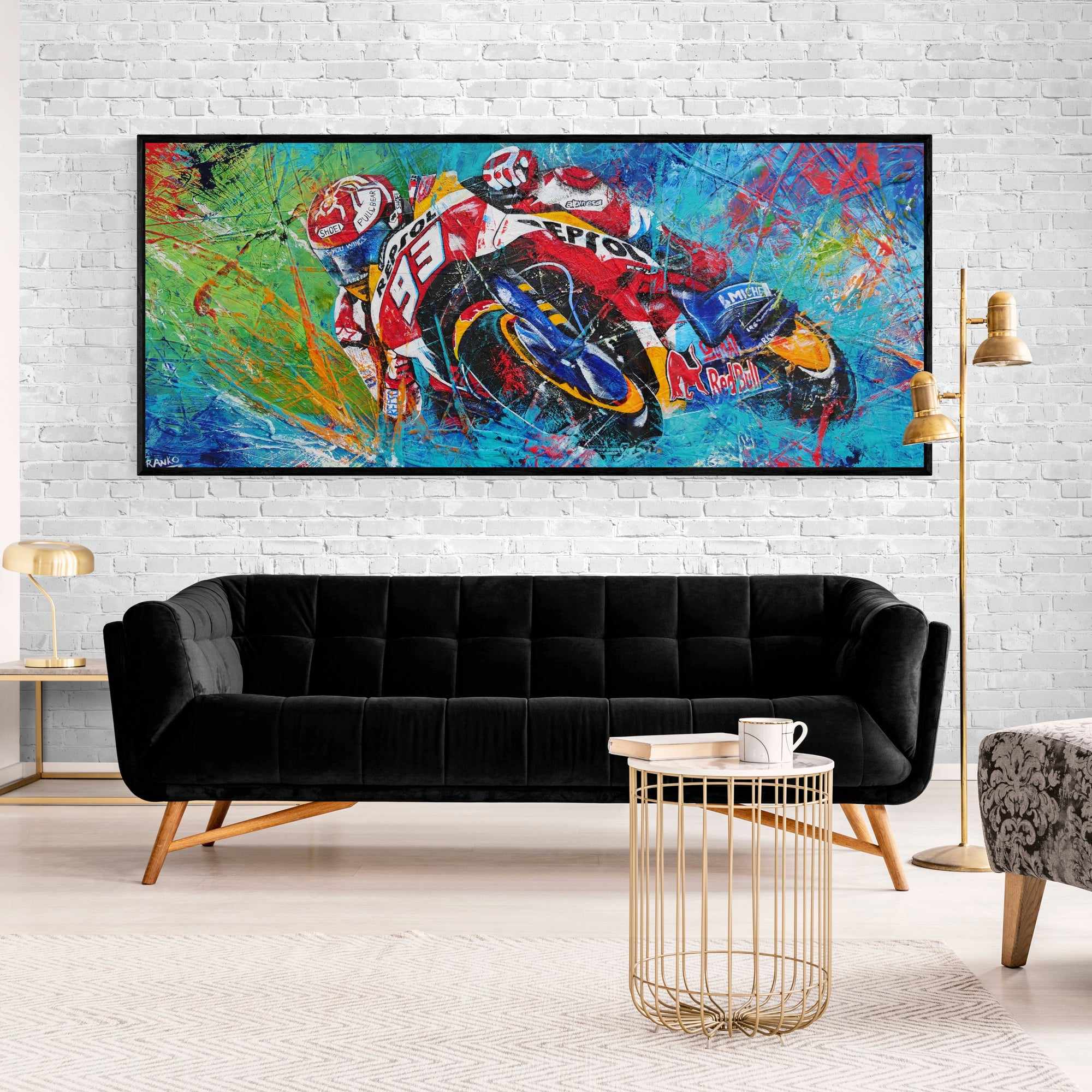Rockstar 93 Marquez 240cm x 100cm Marc Marquez Textured Abstract Realism Painting-abstract realism-[Franko Artist]-[The Block]-[Dream Homes]-[ideas]-Franklin Art Studio