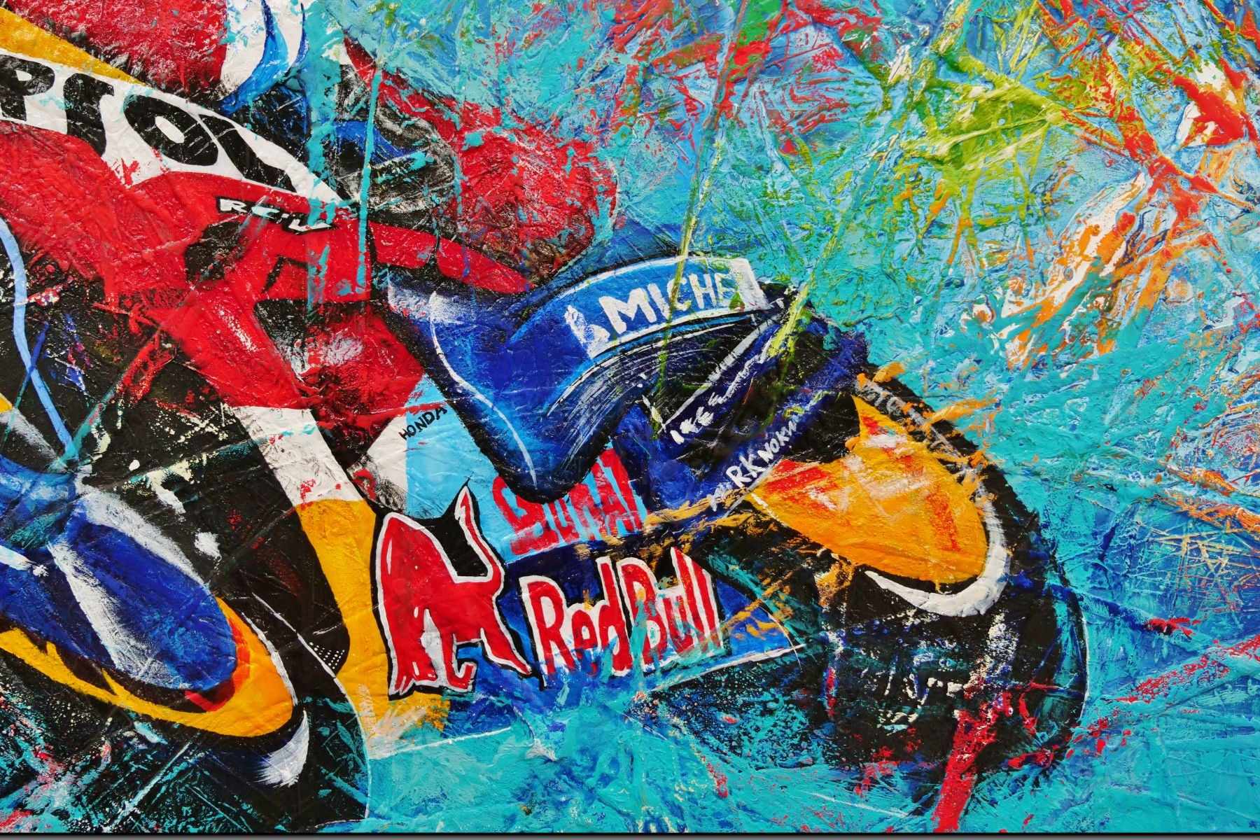 Rockstar 93 Marquez 240cm x 100cm Marc Marquez Textured Abstract Realism Painting