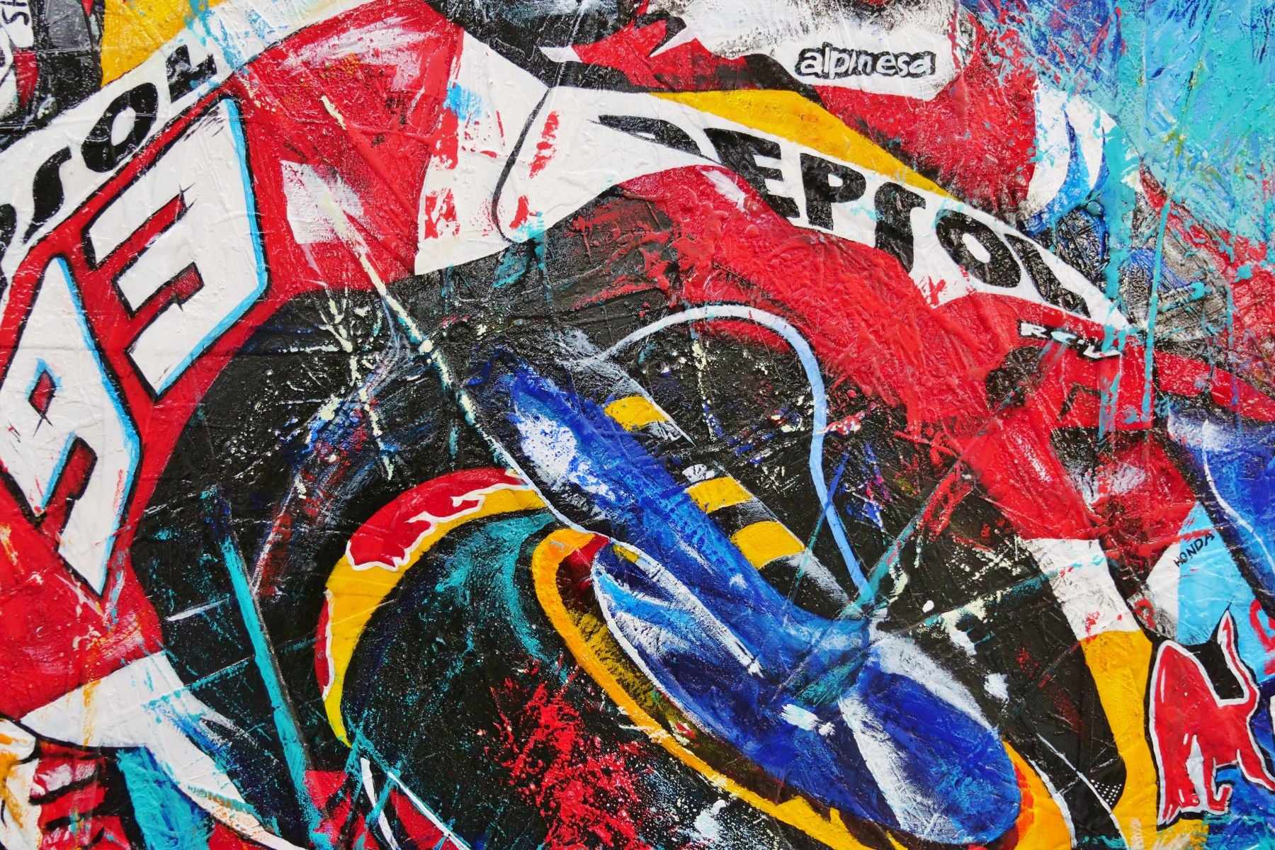 Rockstar 93 Marquez 240cm x 100cm Marc Marquez Textured Abstract Realism Painting