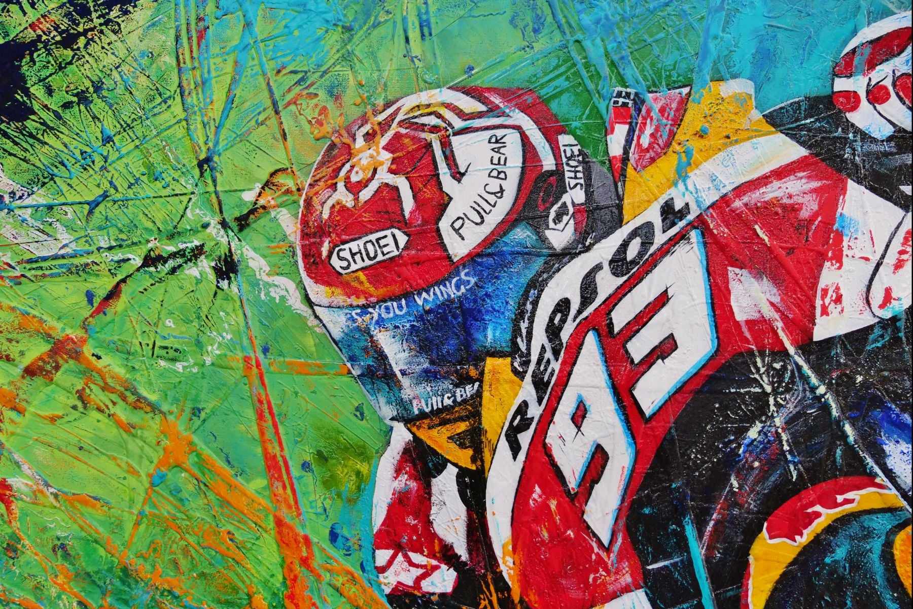 Rockstar 93 Marquez 240cm x 100cm Marc Marquez Textured Abstract Realism Painting