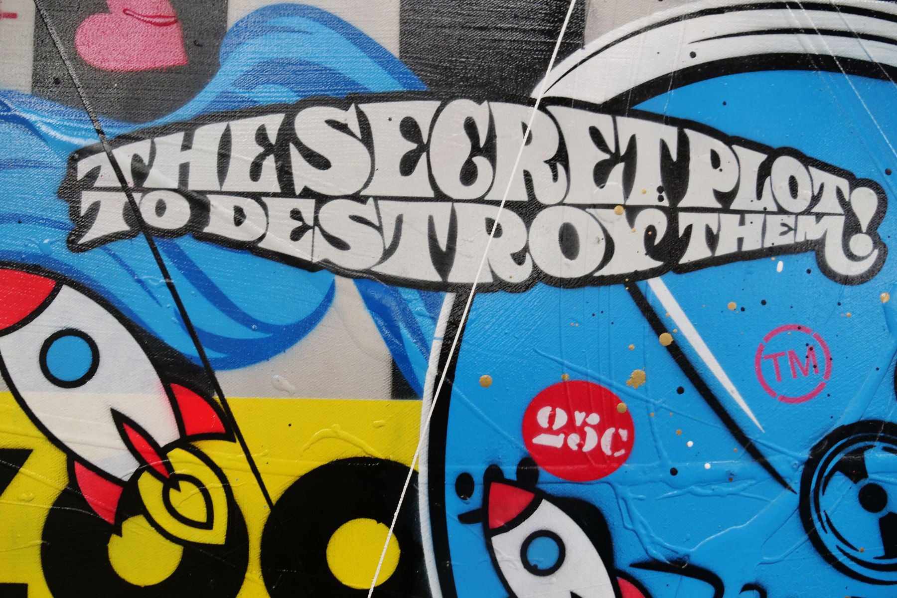 Rogue Love 160cm x 100cm Space Cadets Kissing Textured Urban Pop Art Painting (SOLD)-Urban Pop Art-[Franko]-[Artist]-[Australia]-[Painting]-Franklin Art Studio