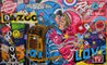 Rogue Love 160cm x 100cm Space Cadets Kissing Textured Urban Pop Art Painting (SOLD)-Urban Pop Art-Franko-[Franko]-[Australia_Art]-[Art_Lovers_Australia]-Franklin Art Studio