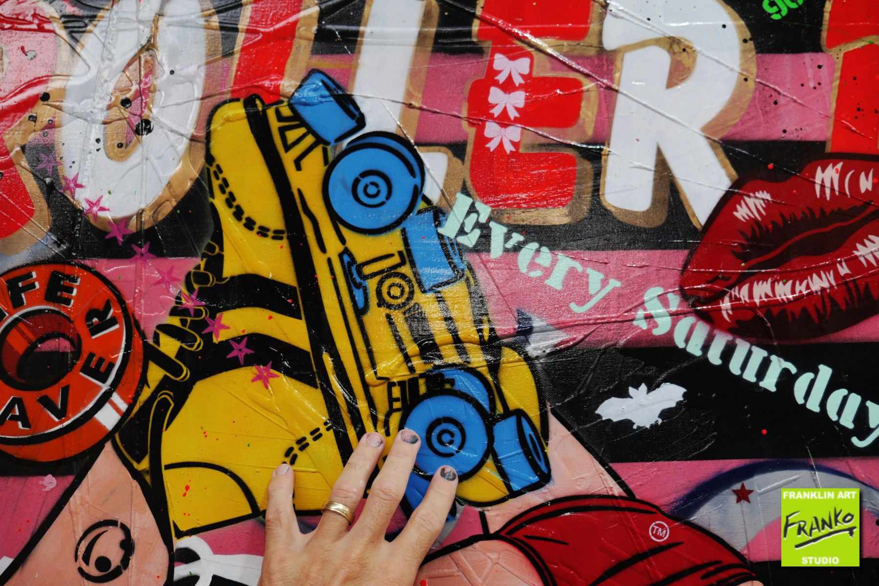 Roller 160cm x 100cm Roller skate Chick Textured Urban Pop Art Painting (SOLD)