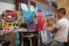 Romancing Cadets 160cm x 60cm Textured Urban Pop Art Painting-Urban Pop Art-Franko-[franko_artist]-[Art]-[interior_design]-Franklin Art Studio