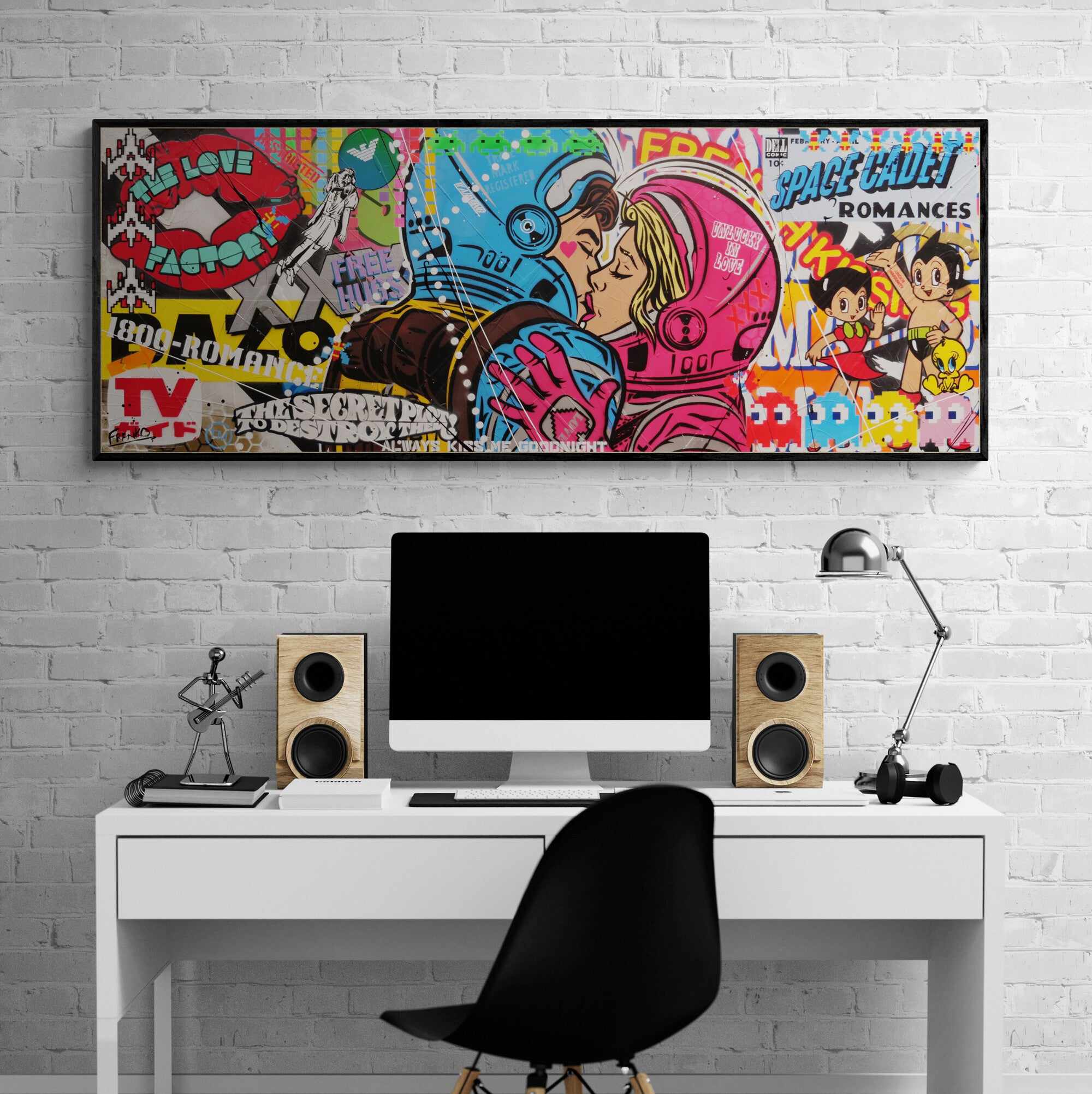 Romancing Cadets 160cm x 60cm Textured Urban Pop Art Painting (SOLD)-Urban Pop Art-[Franko Artist]-[Cheryl]-[Wendy]-[Gabriela]-Franklin Art Studio