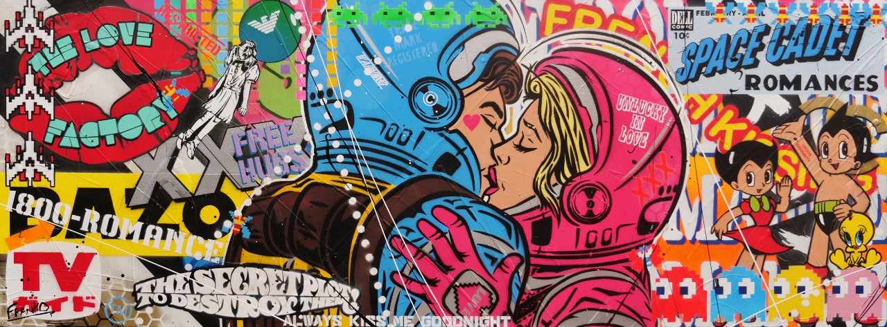 Romancing Cadets 160cm x 60cm Textured Urban Pop Art Painting (SOLD)-Urban Pop Art-[Franko ]-[Gallery]-[popular]-[Australia]-Franklin Art Studio