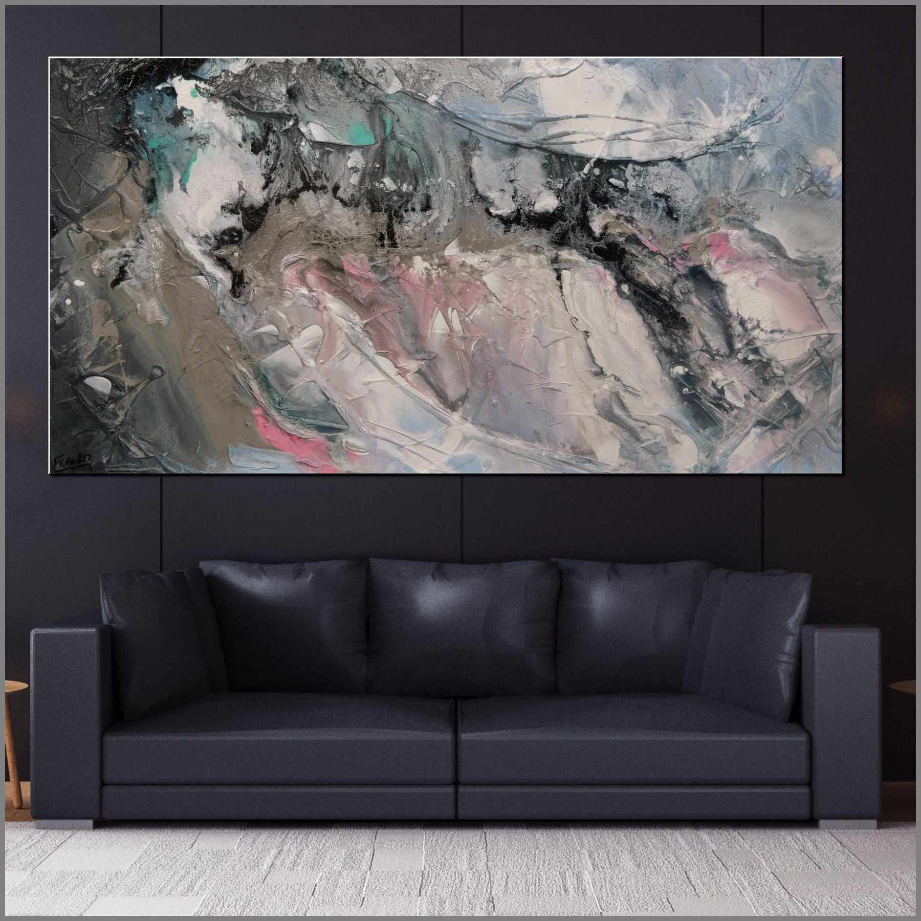 Romantic Interlude 190cm x 100cm Grey Textured Abstract Painting (SOLD)-Abstract-Franklin Art Studio-[huge]-[Australian]-[best Selling]-Franklin Art Studio