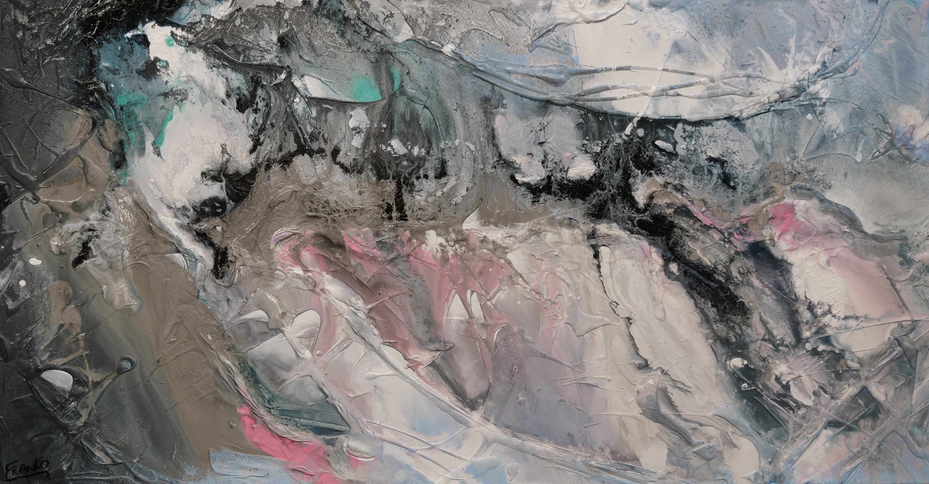 Romantic Interlude 190cm x 100cm Grey Textured Abstract Painting (SOLD)-Abstract-[Franko ]-[Gallery]-[popular]-[Australia]-Franklin Art Studio